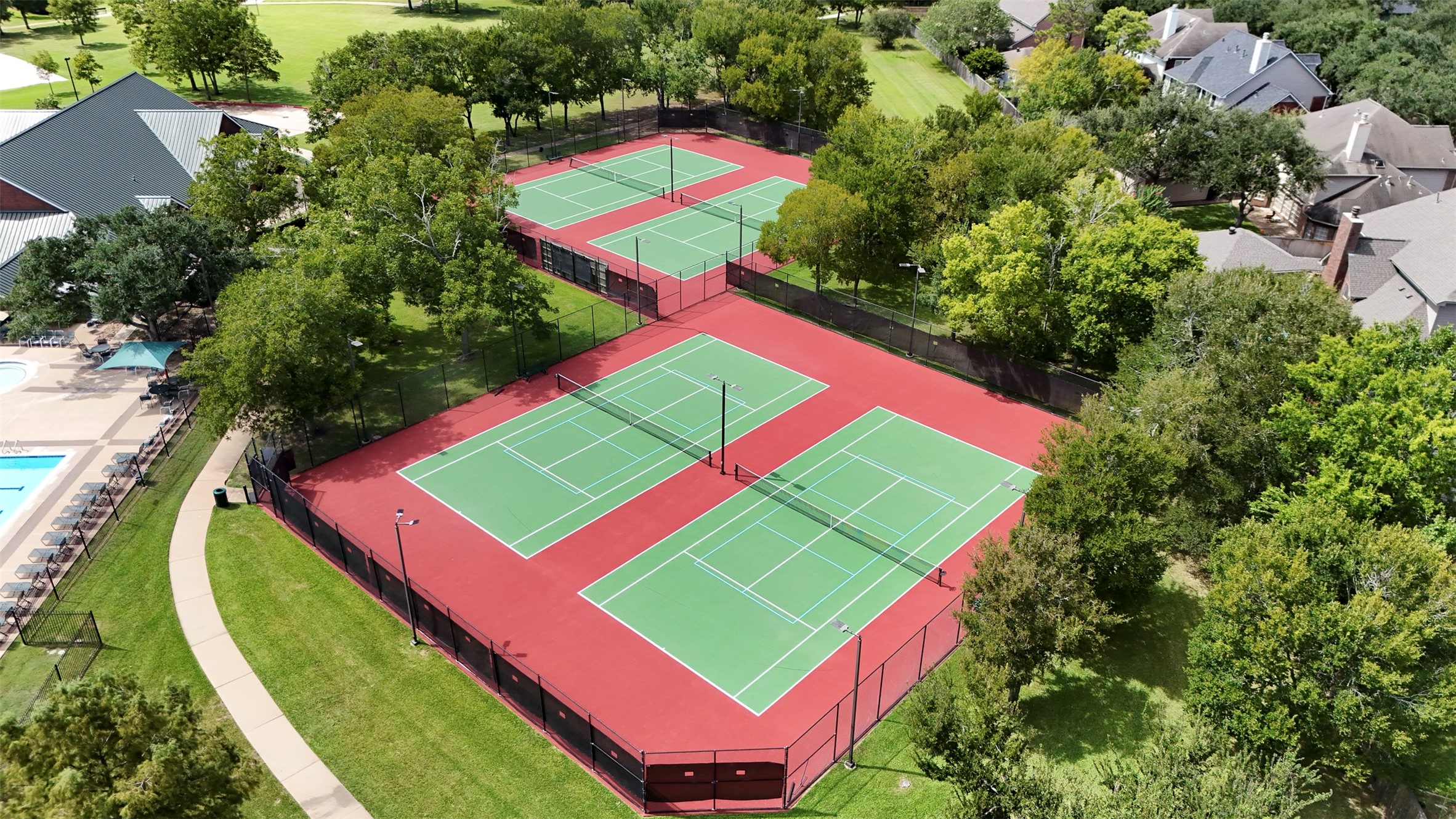 Aerial view of the neighborhood tennis courts.
