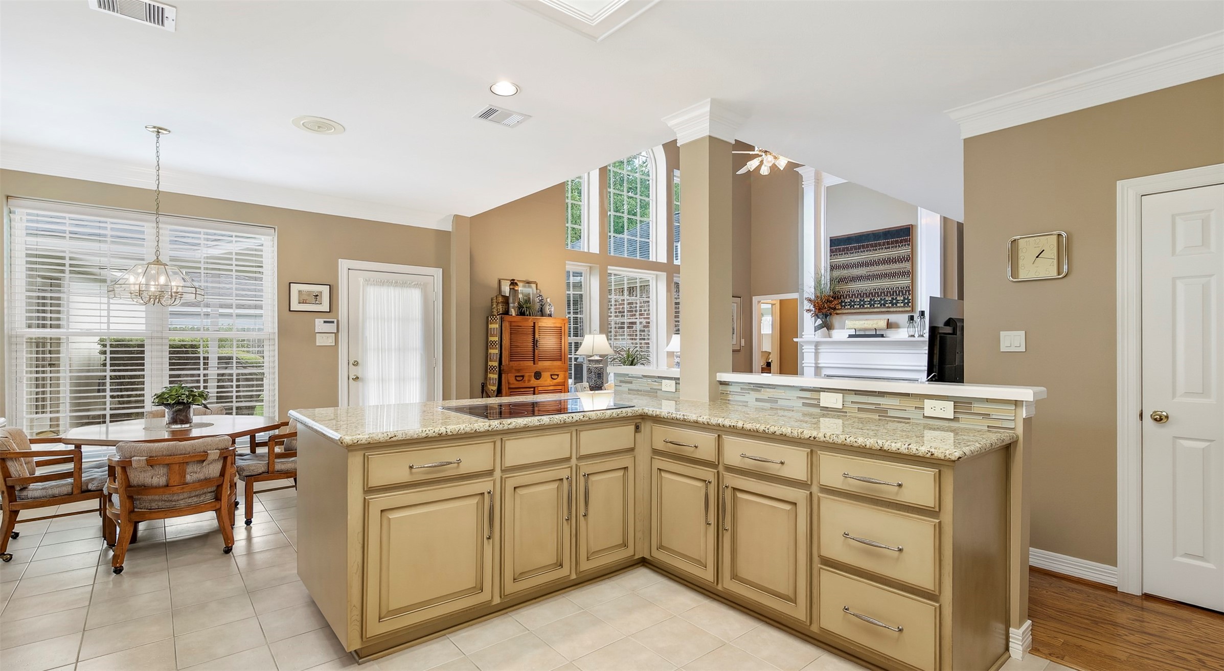 View from the kitchen showcasing the open concept living.