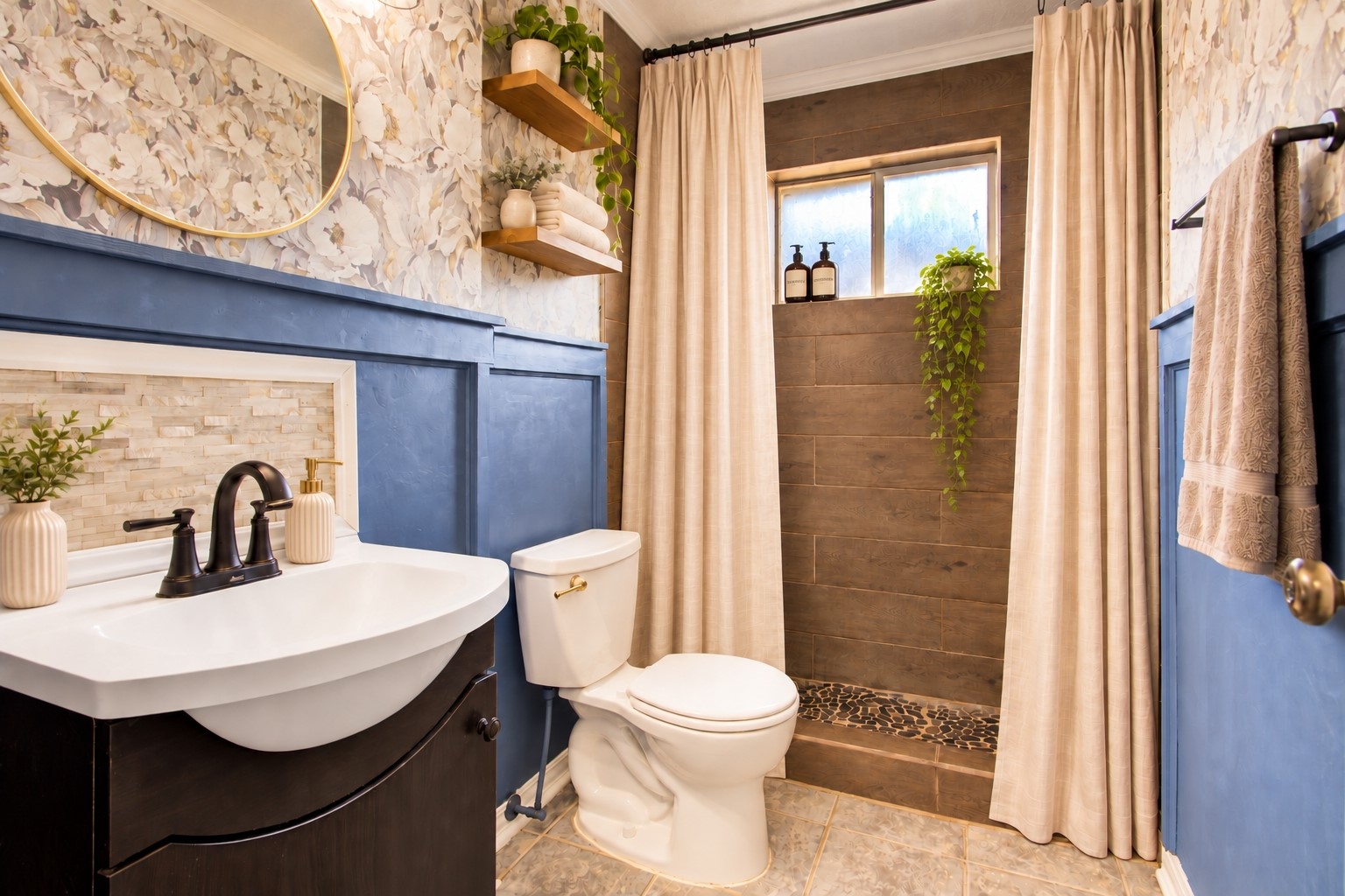 The full guest bathroom has been beautifully remodeled *virtually staged*