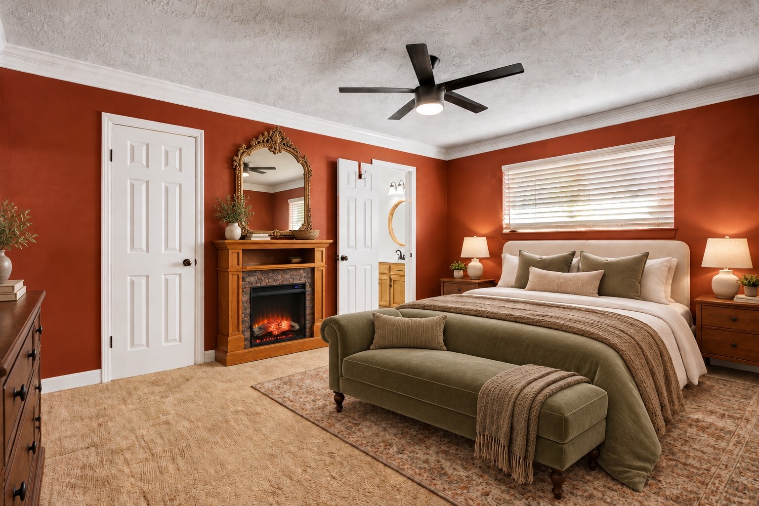 The primary suite is very spacious and features two closets! *virtually staged*