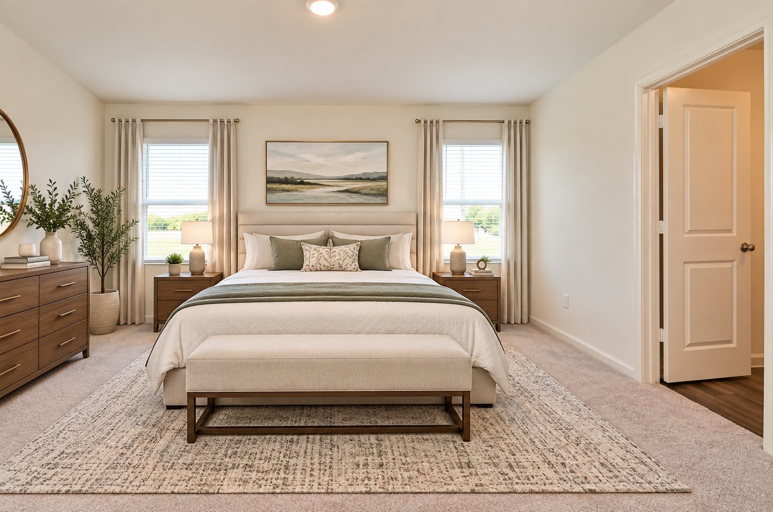Primary XL Bedroom Staged Virtually All Three Walls