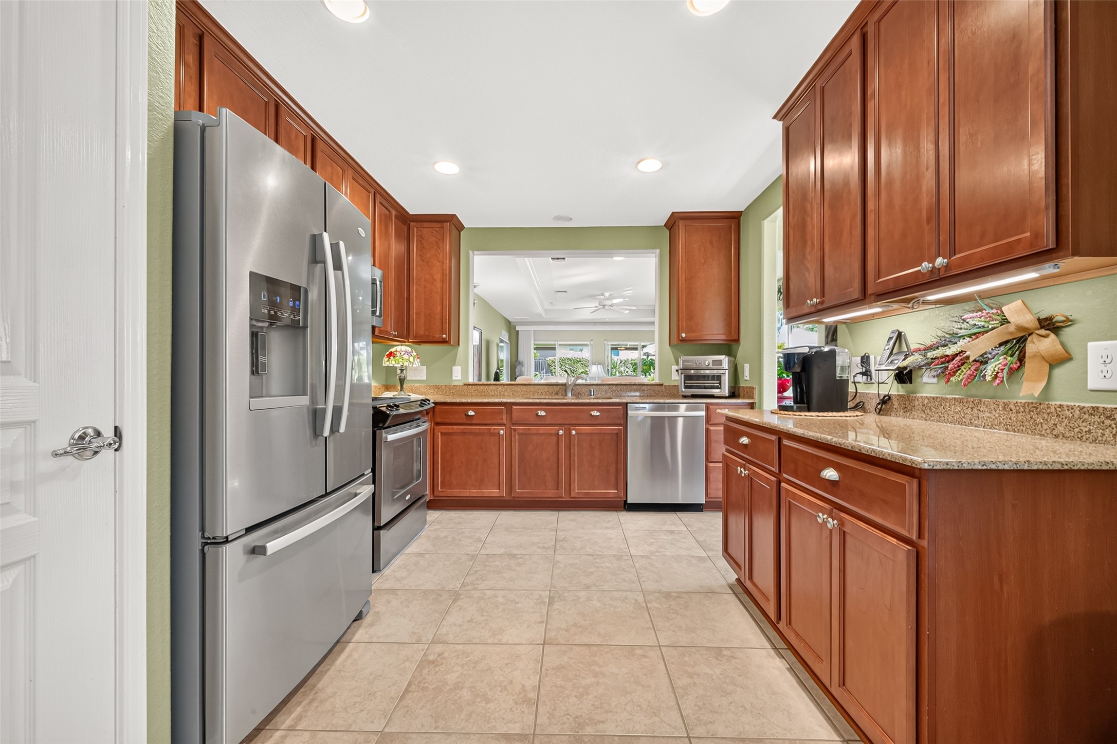 A practical kitchen layout keeps everything within easy reach.