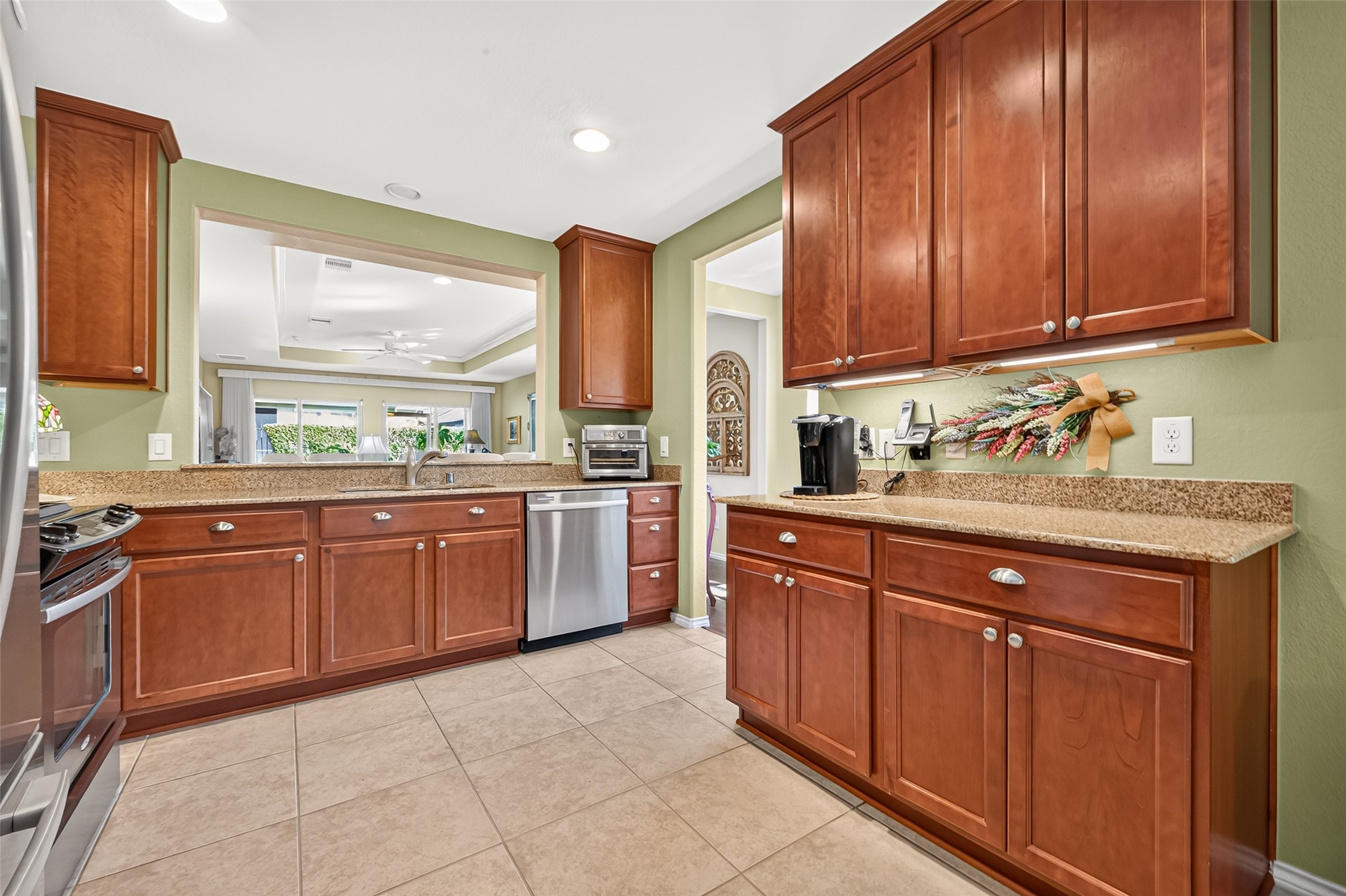 Ample counter space makes meal preparation a pleasure.