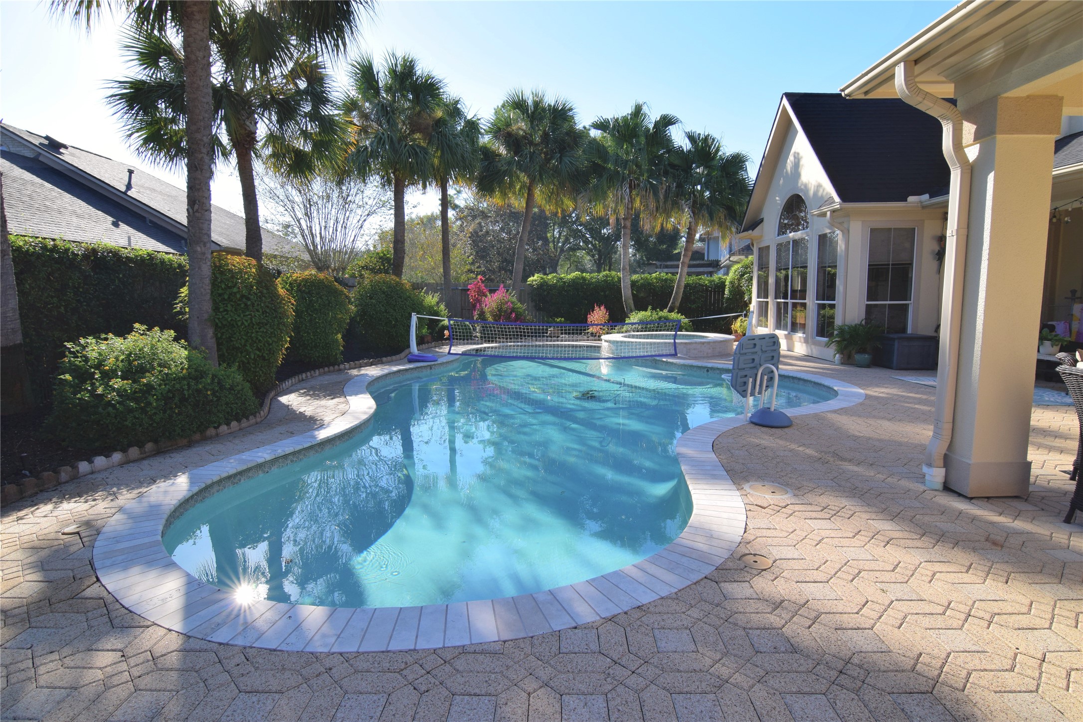 Magnificent Pool with Built-In Fountains and Cleaning Vacuum