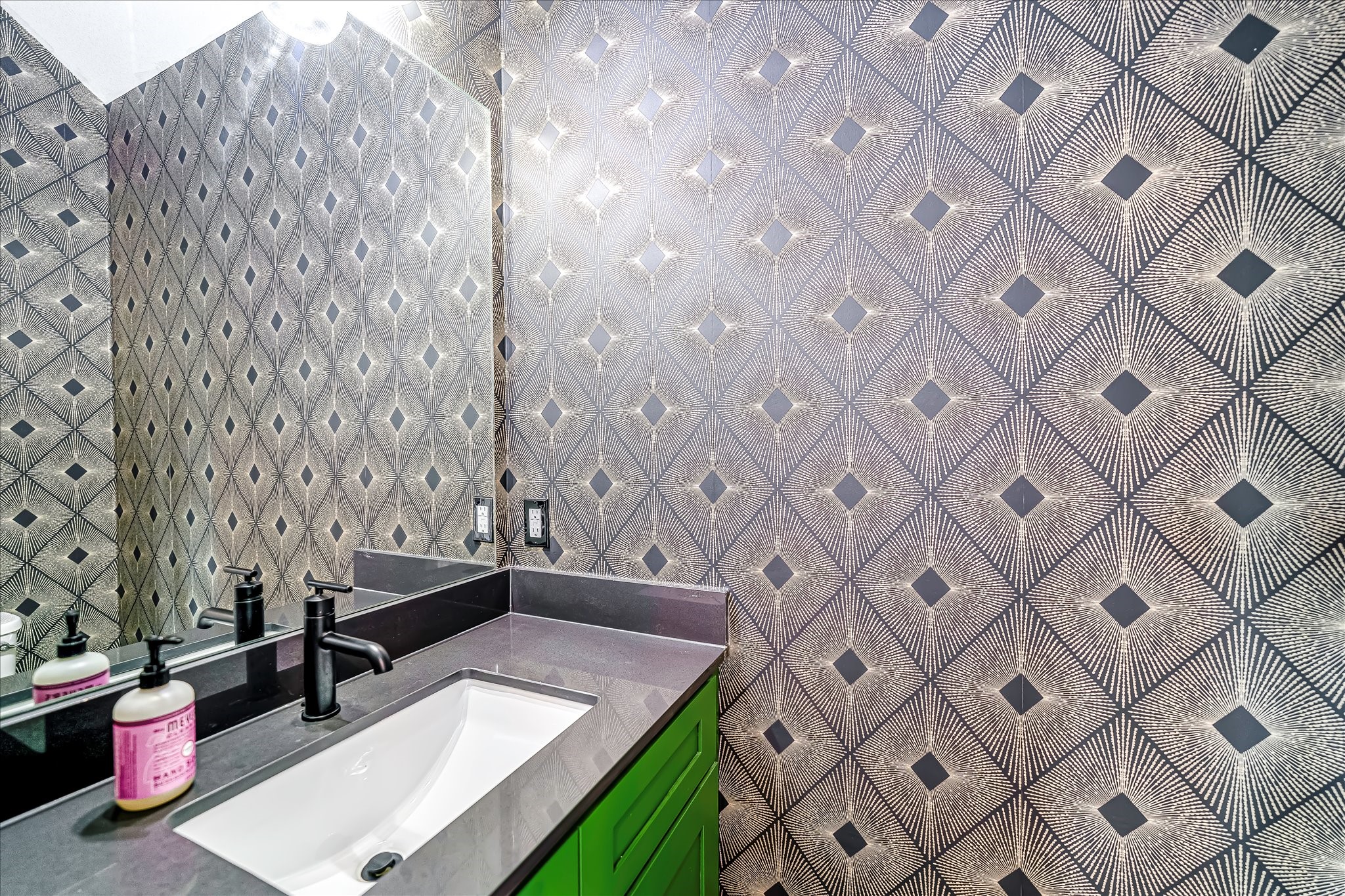 Powder room that stands out located on 2nd floor