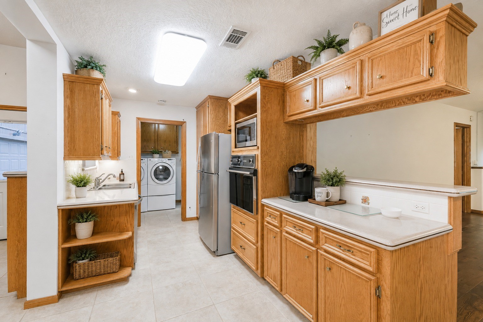 Virtually staged kitchen.