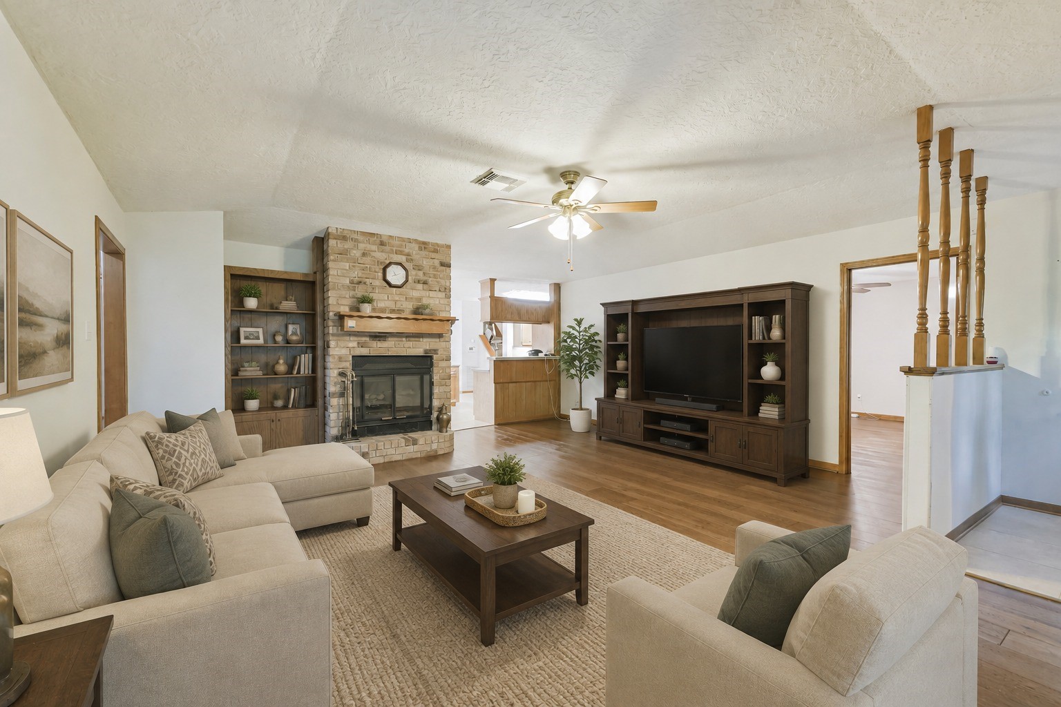 Virtually staged living room.