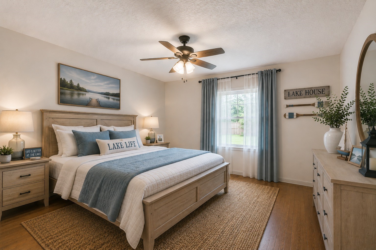 Virtually staged secondary bedroom.