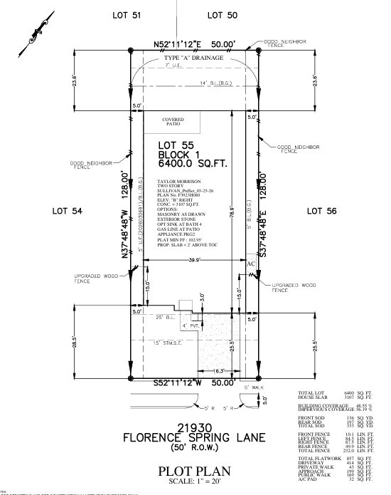 21930 Florence Spring Lane Preliminary Plot Plan