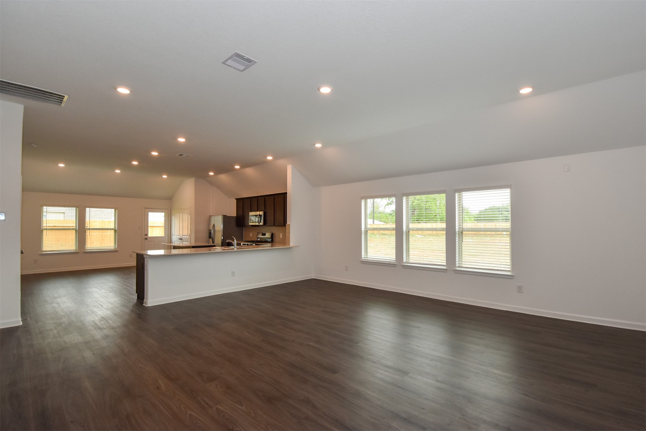 Family room opens up to the kitchen