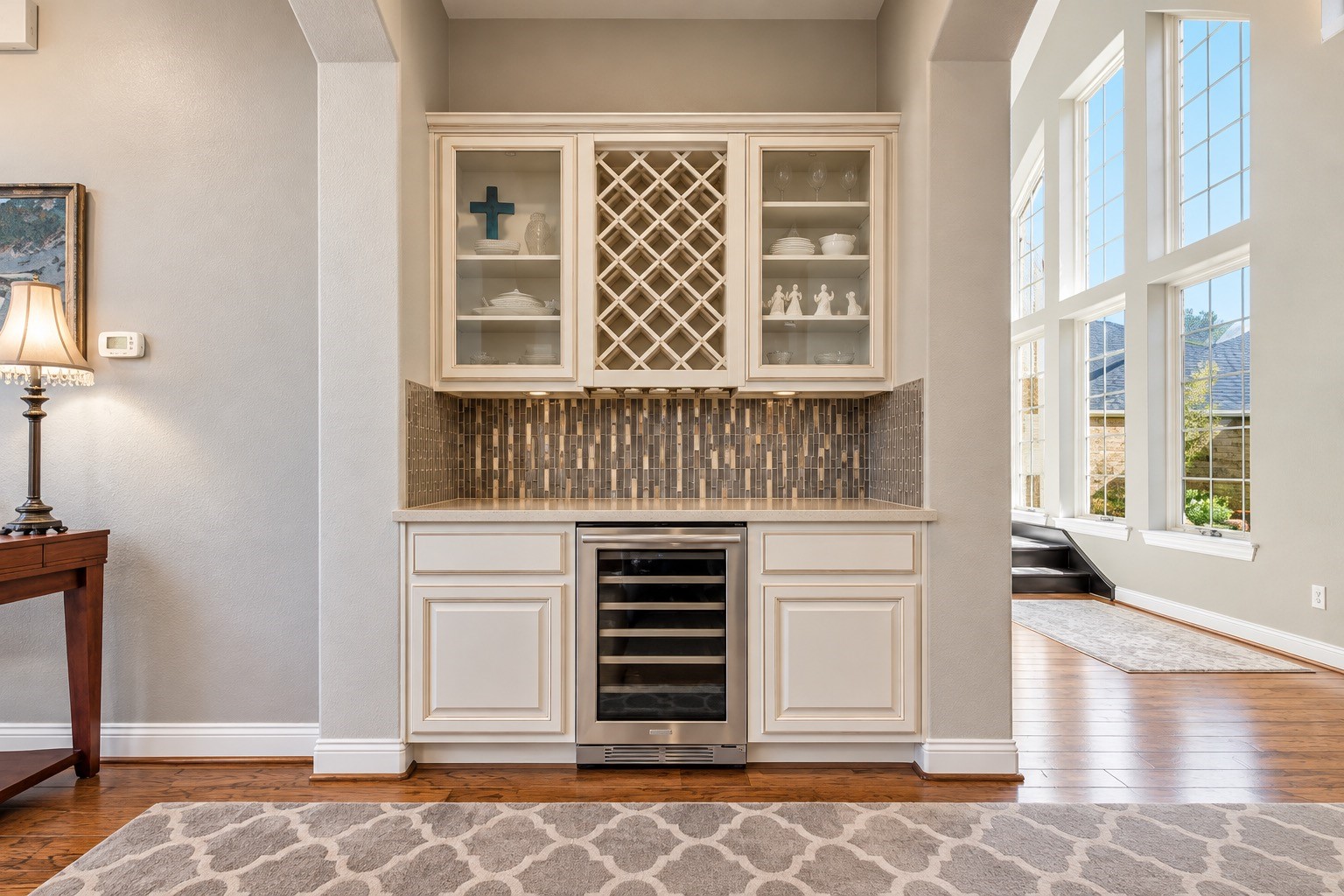 Dry bar area perfect for entertaining right off the living/kitchen.