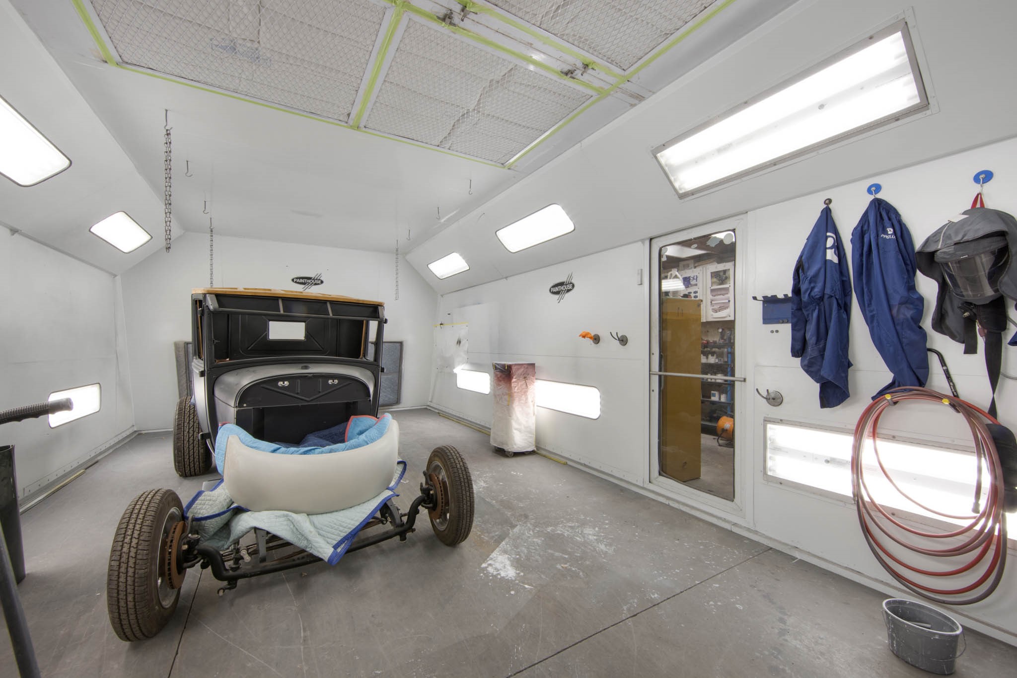 Inside the paint booth