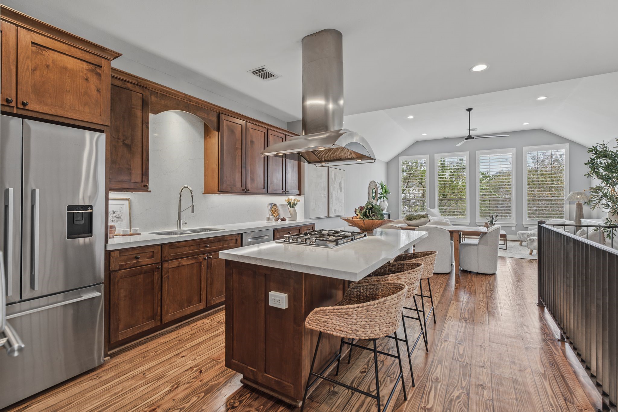 A spacious pantry and abundant cabinetry provide plenty of storage.