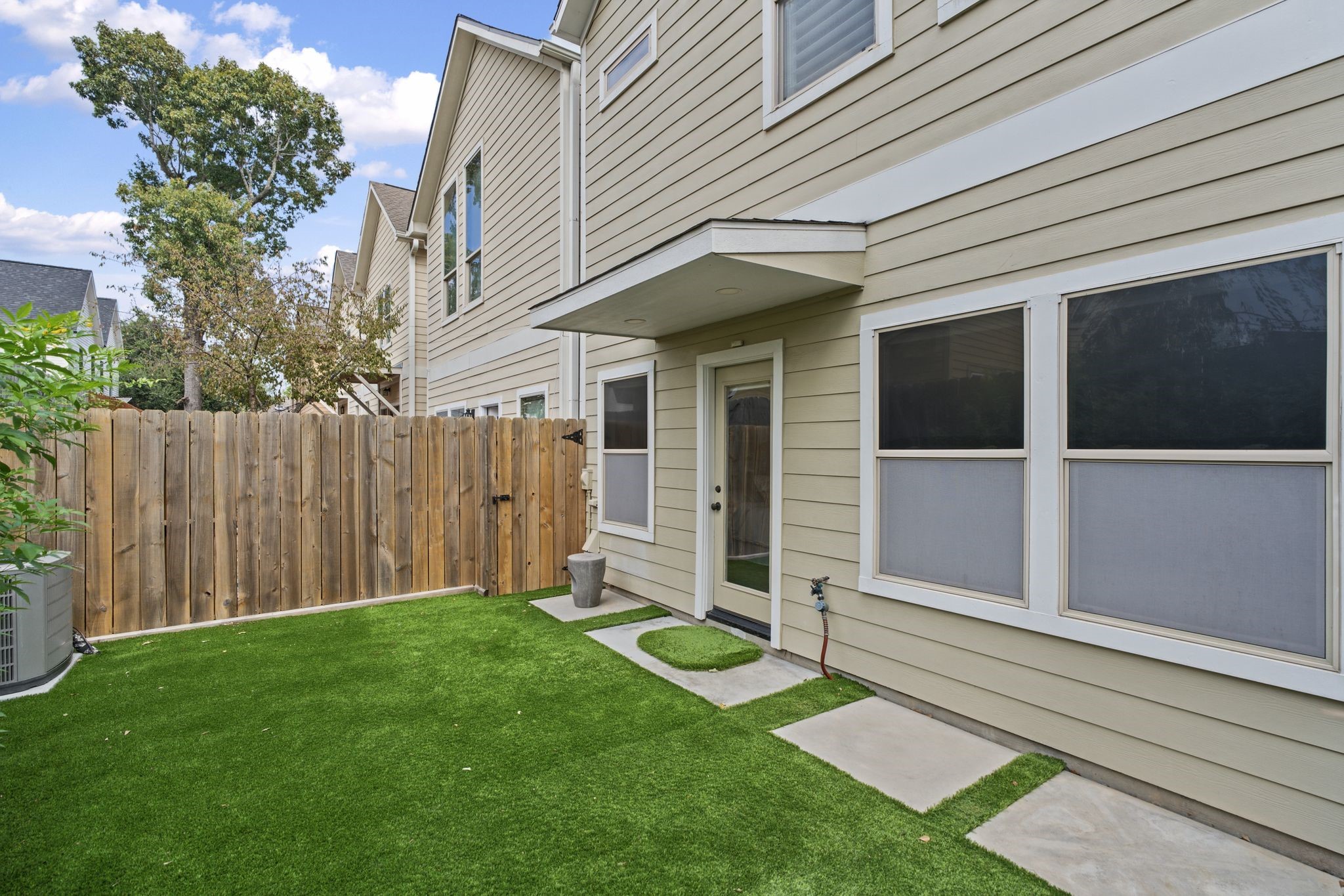 There is virtually no maintenance this backyard.