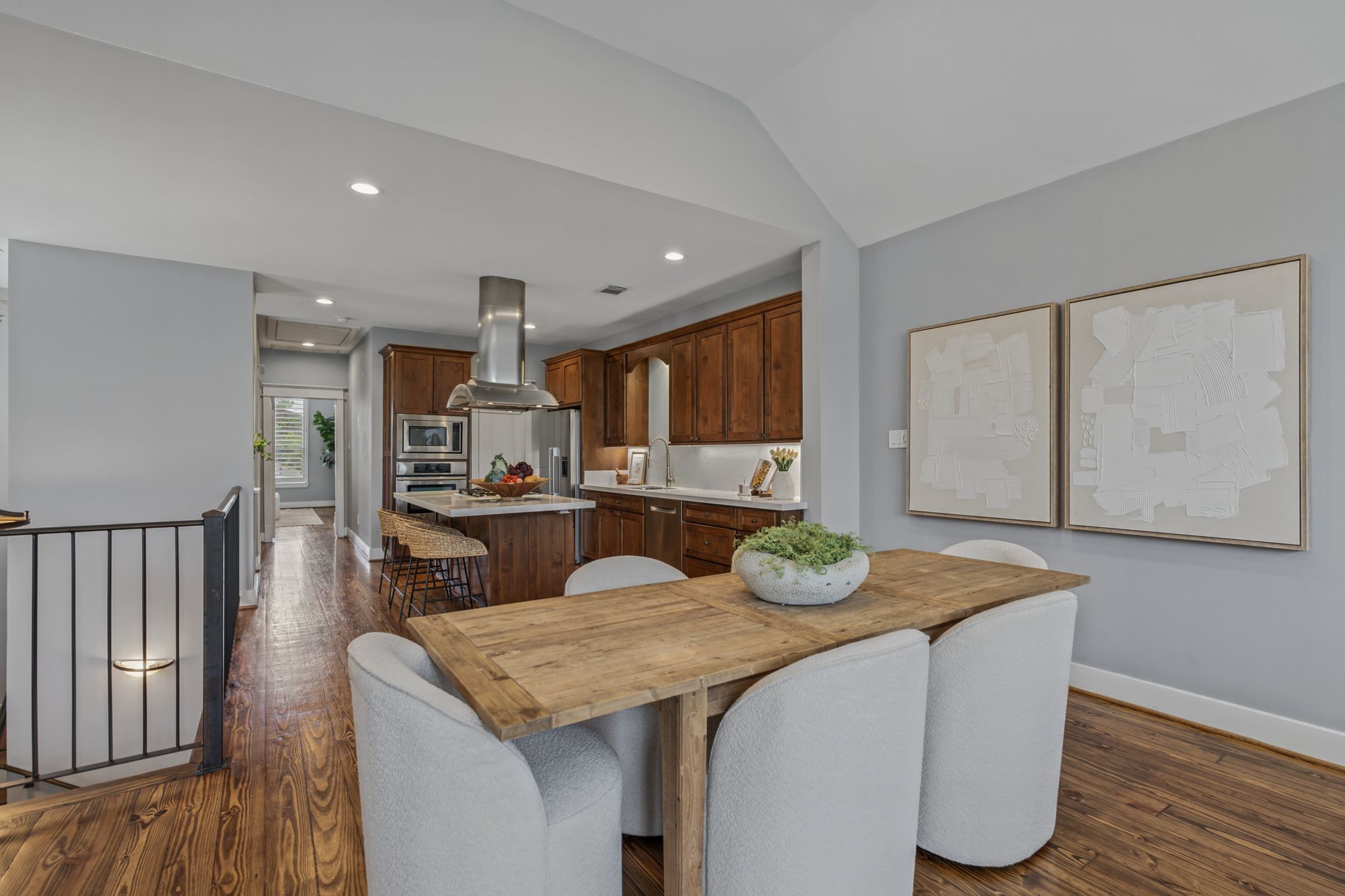 Another view of the dining area highlights its open connection to the kitchen.