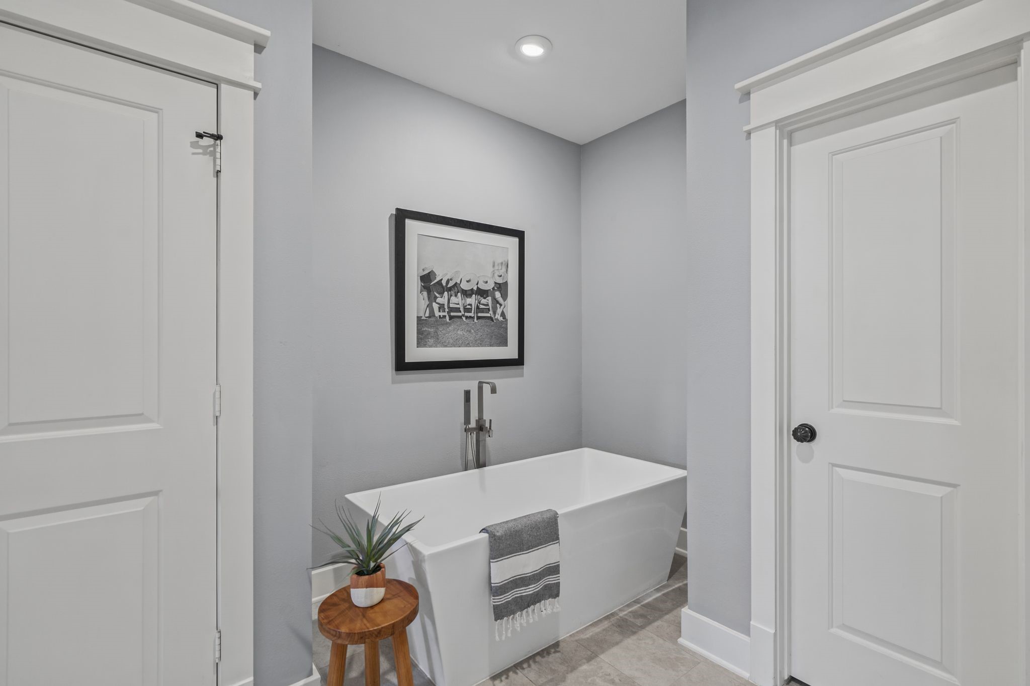 Relax in this spacious soaking tub after a long day.