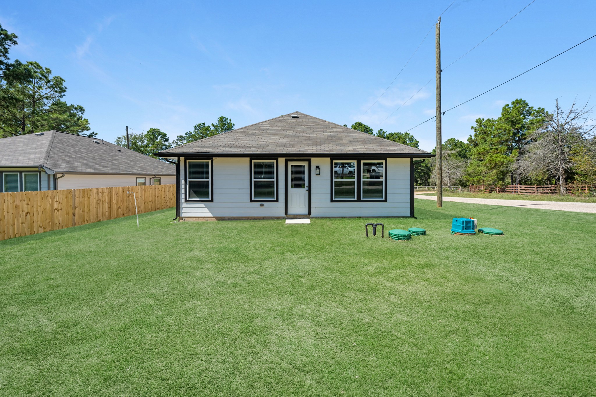 View of the back of the home. No side neighbors on one side!
