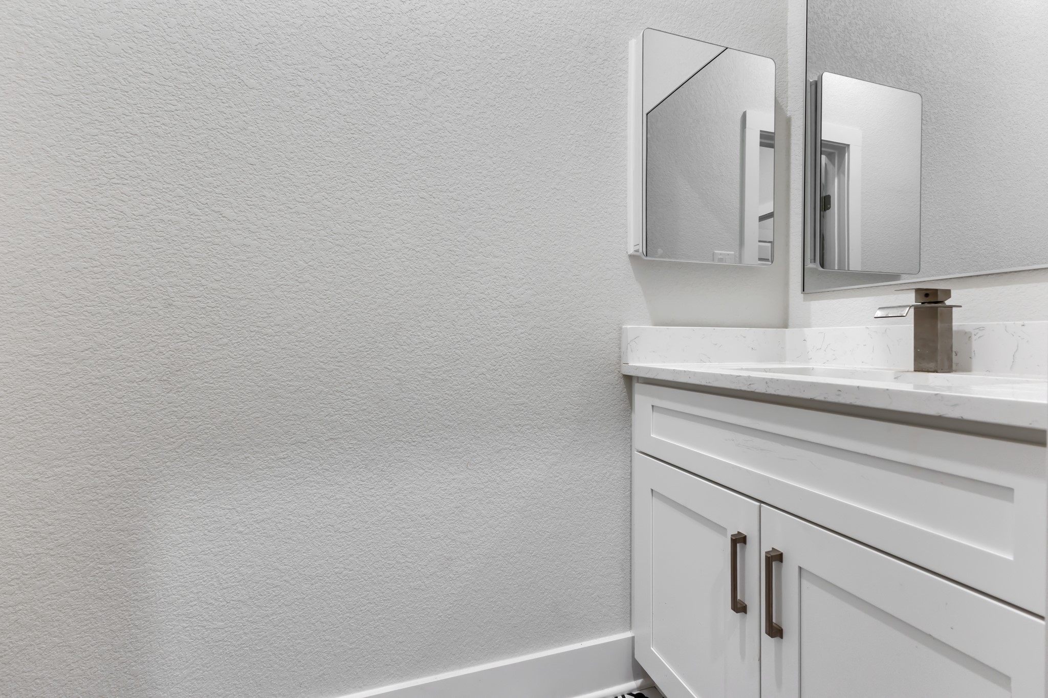 Guest Half Bathroom with Vanity, Mirror and Medicine Cabinet
