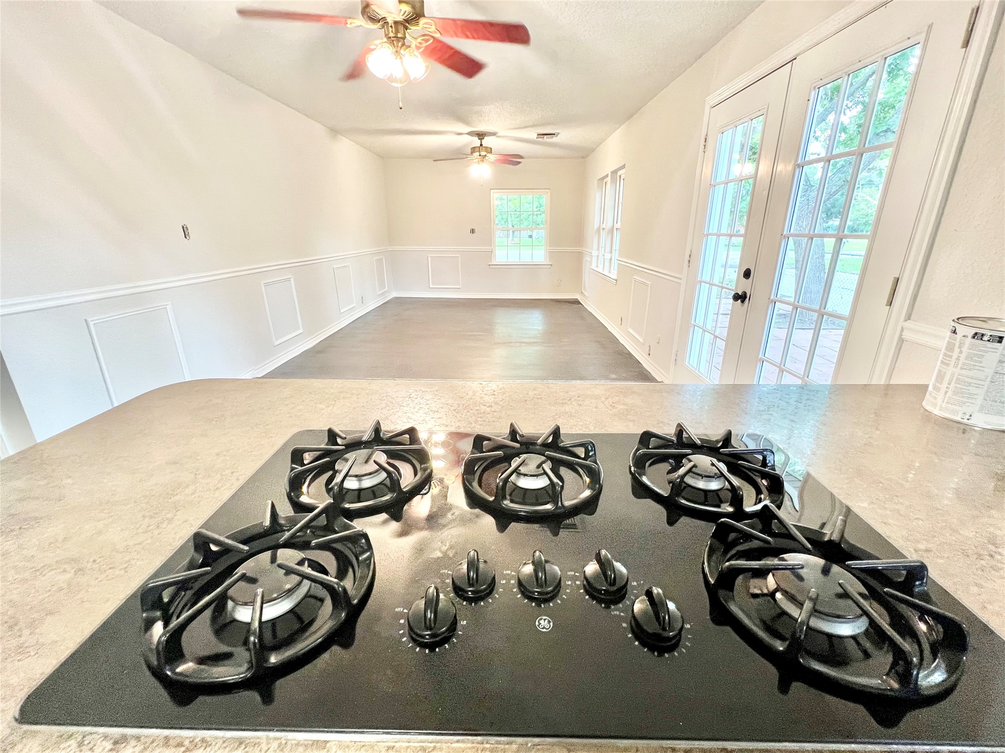 View of family room as you prepare dinner.