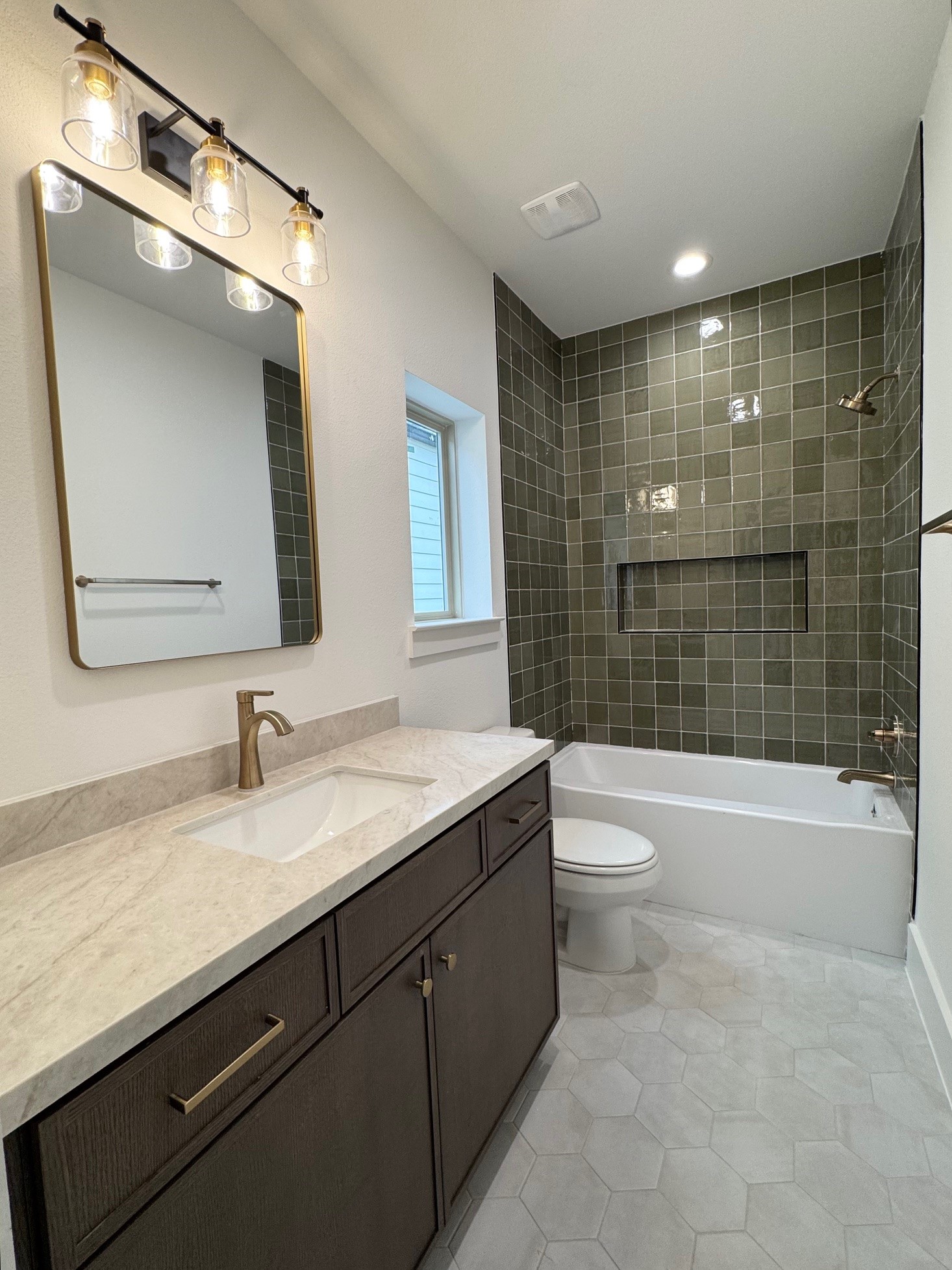 Secondary ensuite full bath. Construction as of 10/28/26. Secondary ensuite full bath. Construction as of 10/28/26.