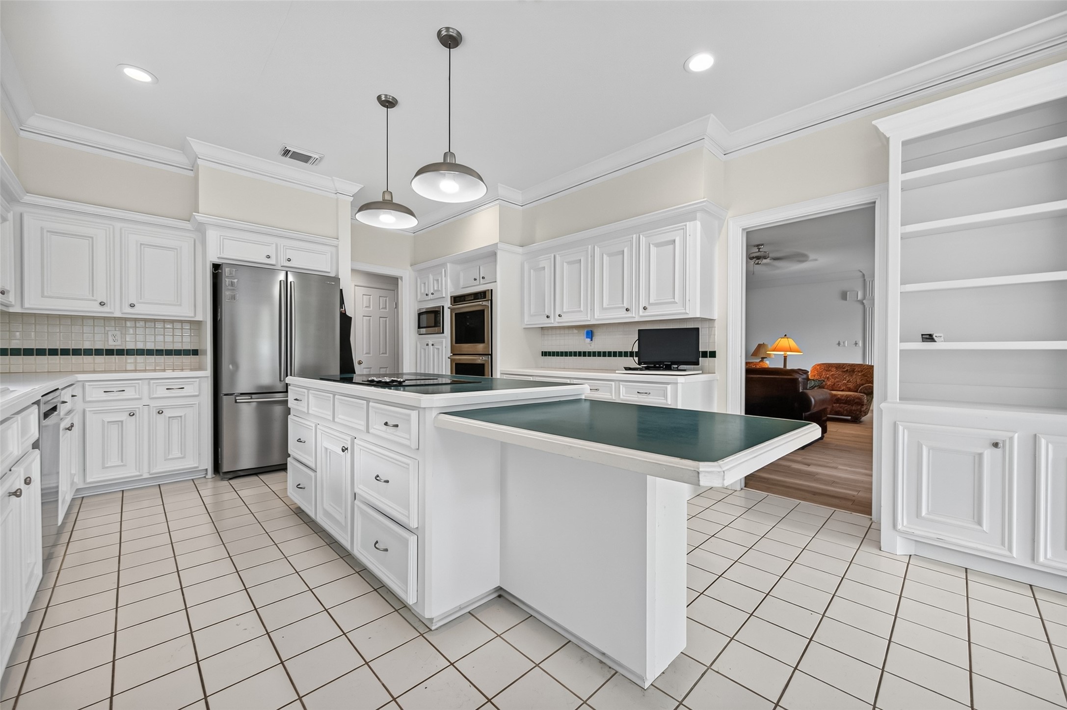Notice all the cabinet space under the island