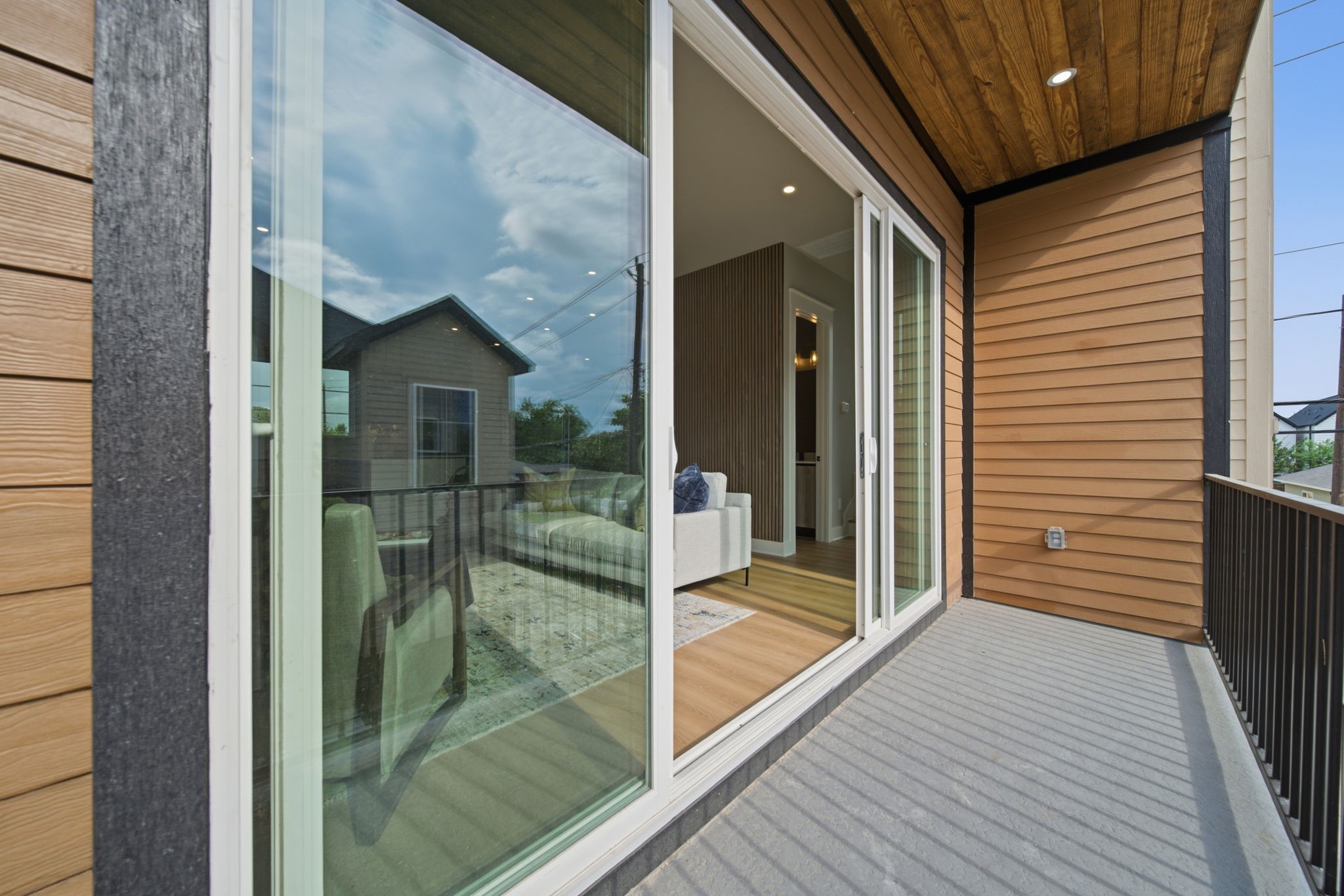 covered balcony on second floor