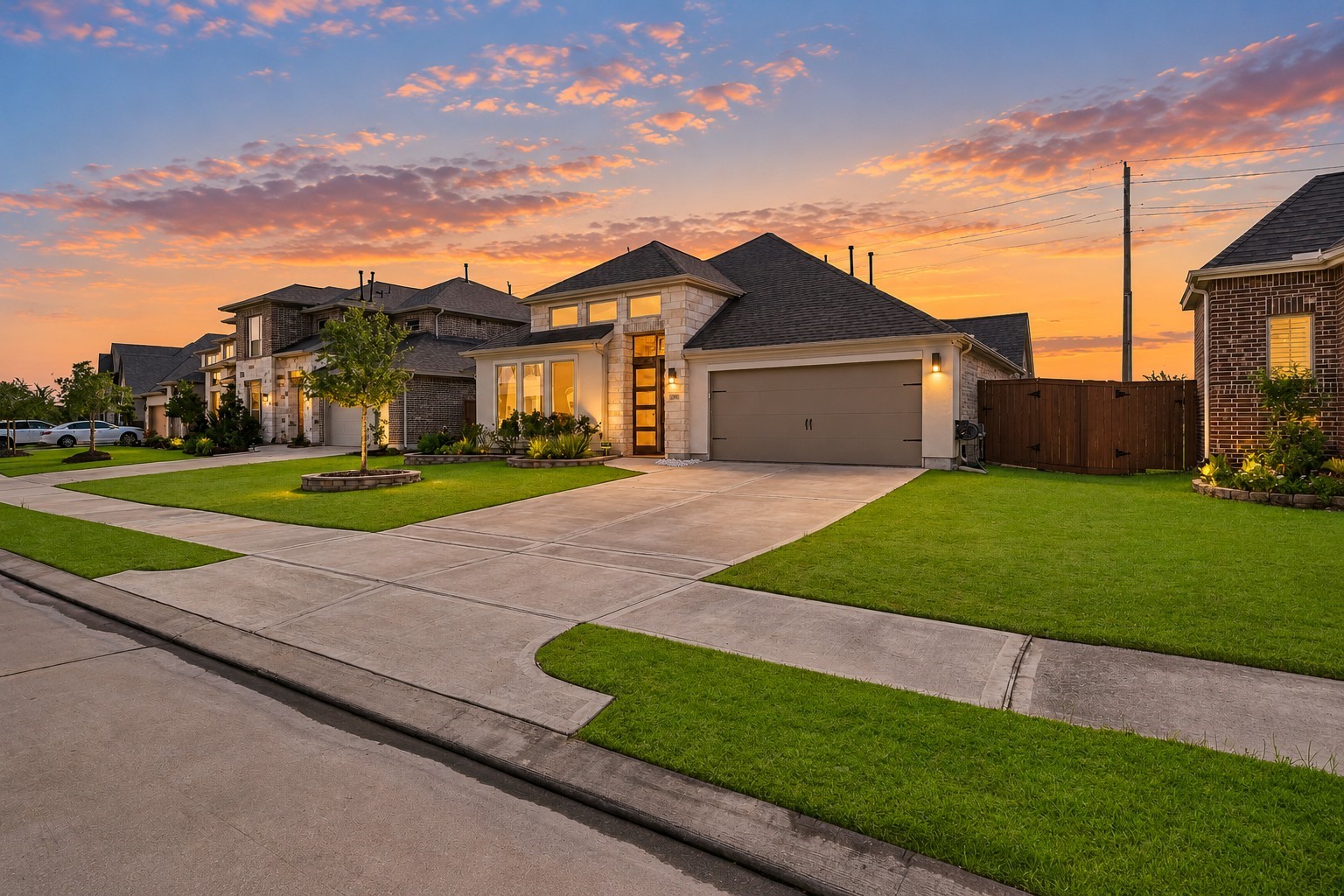 Featuring expansive open lawns, structured masonry, and a generous concrete driveway, this home offers exceptional spatial symmetry and an inviting neighborhood presence.