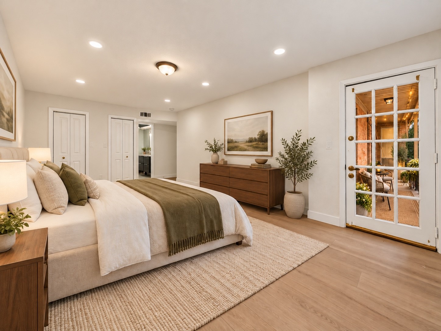 A bright, peaceful retreat featuring new laminate flooring, fresh neutral