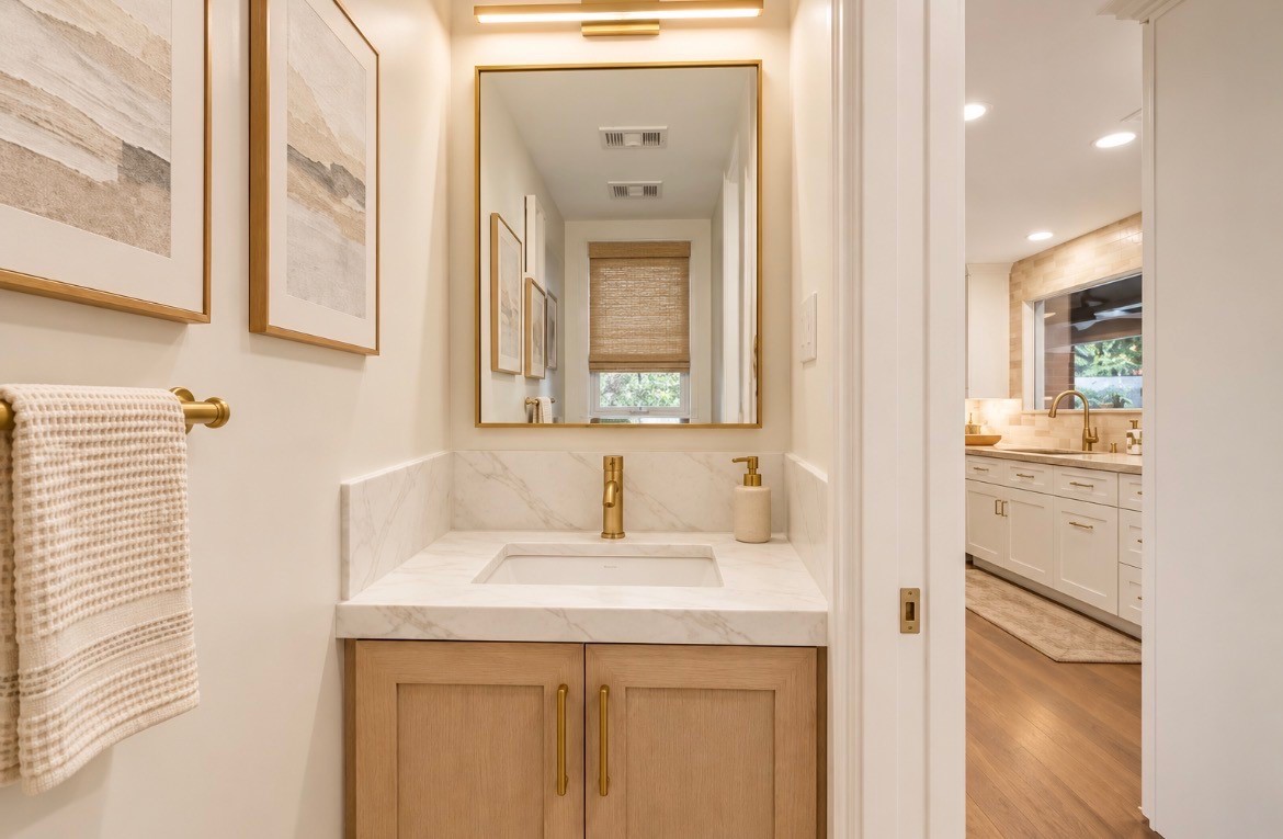 Virtually reimagined powder room for inspirational purposes only