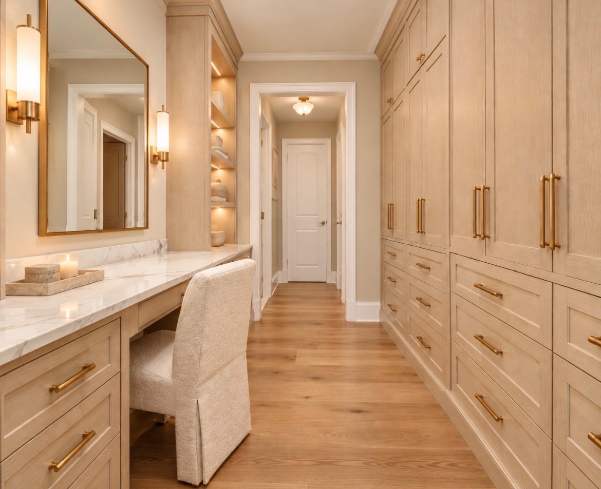 Virtually reimagined dressing area for inspirational purposes only