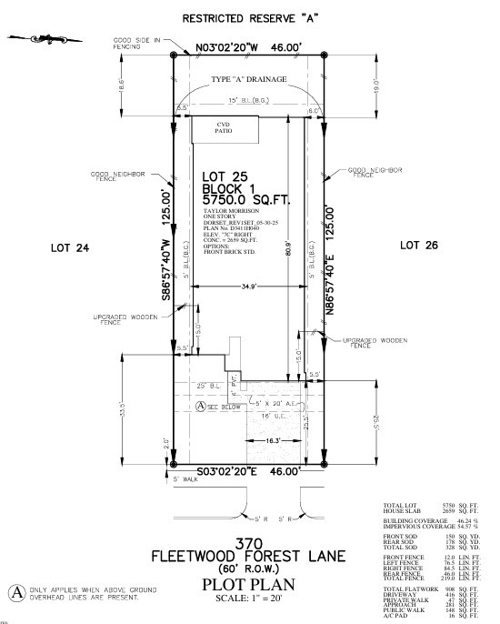 366 Fleetwood Forest Lane Preliminary Plot Plan