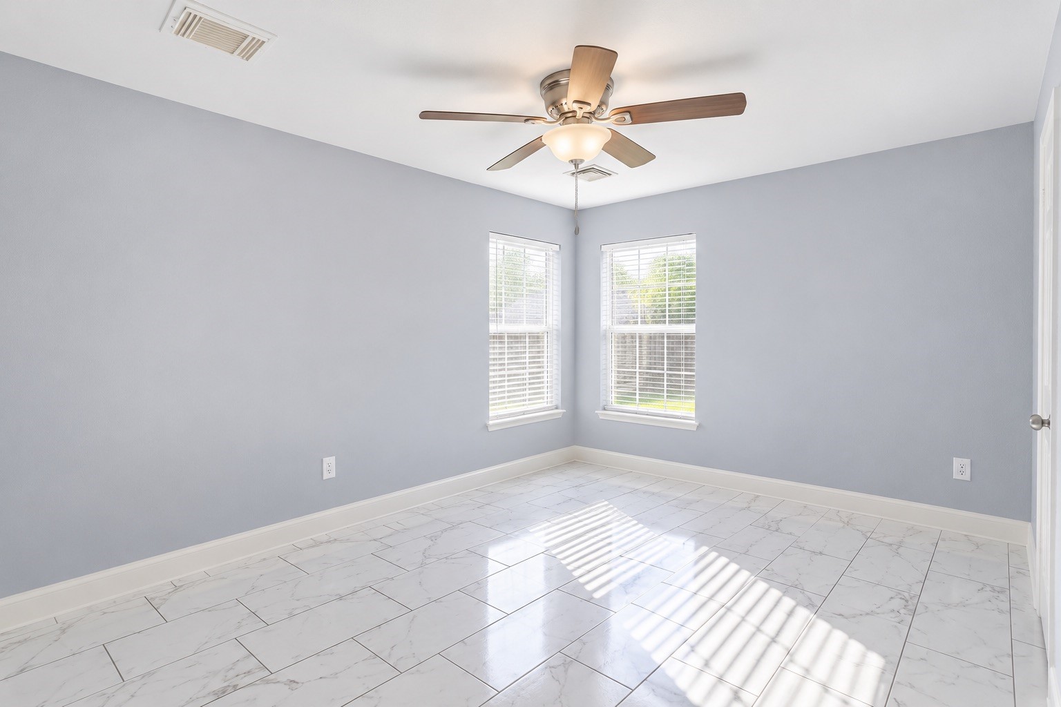 2nd Bedroom | Spacious Room with Ceiling Fan & Tile Flooring