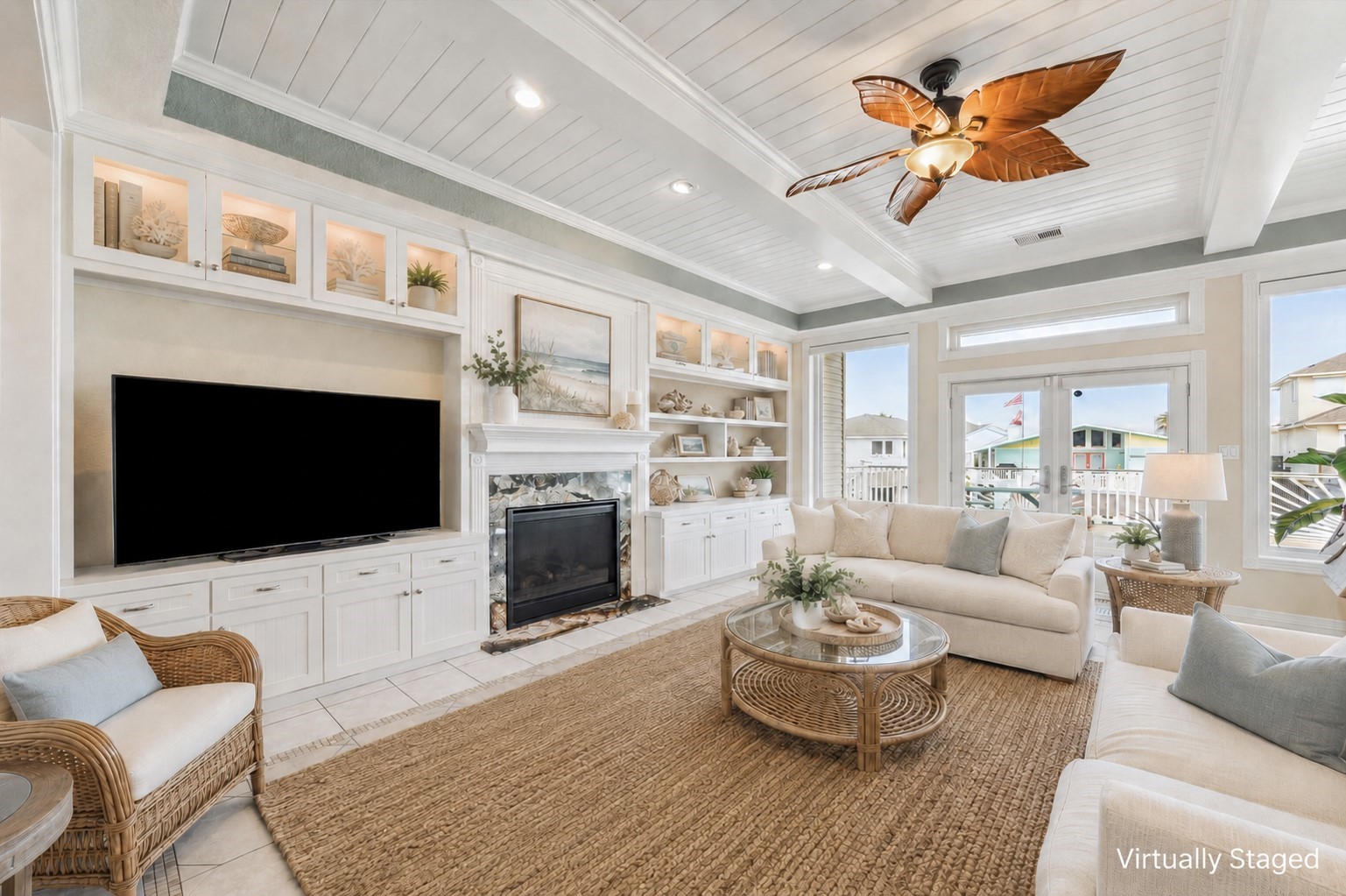 Welcome inside the beautiful 102 Bamaku Bend. This virtually staged photo of the living room highlights all of the beautiful details in this home.