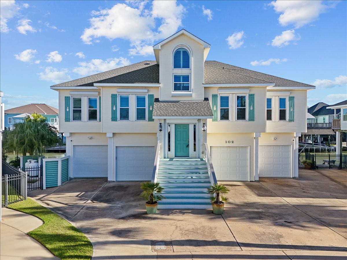This beautiful, impeccably maintained home at the end of a cul-de-sac offers 4 garages, an updated interior with 3 bedrooms plus an office on the main level and a large flex room with closet and bathroom upstairs. The open floor plan is ideal for entertaining as well as outside with amenities like a pool, multiple seating areas, tiki bar and so much more.