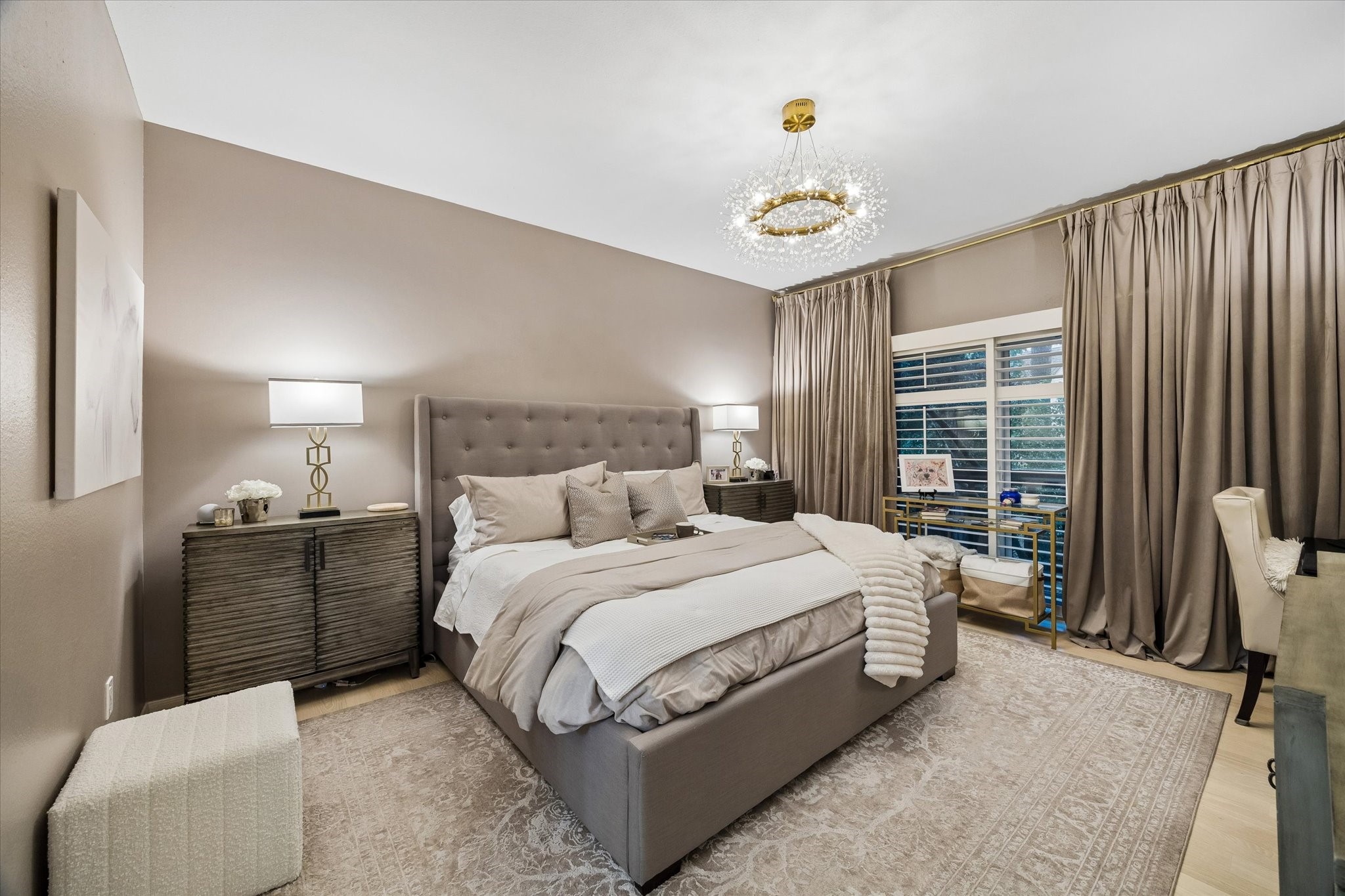 Elegant, serene, relaxing primary bedroom