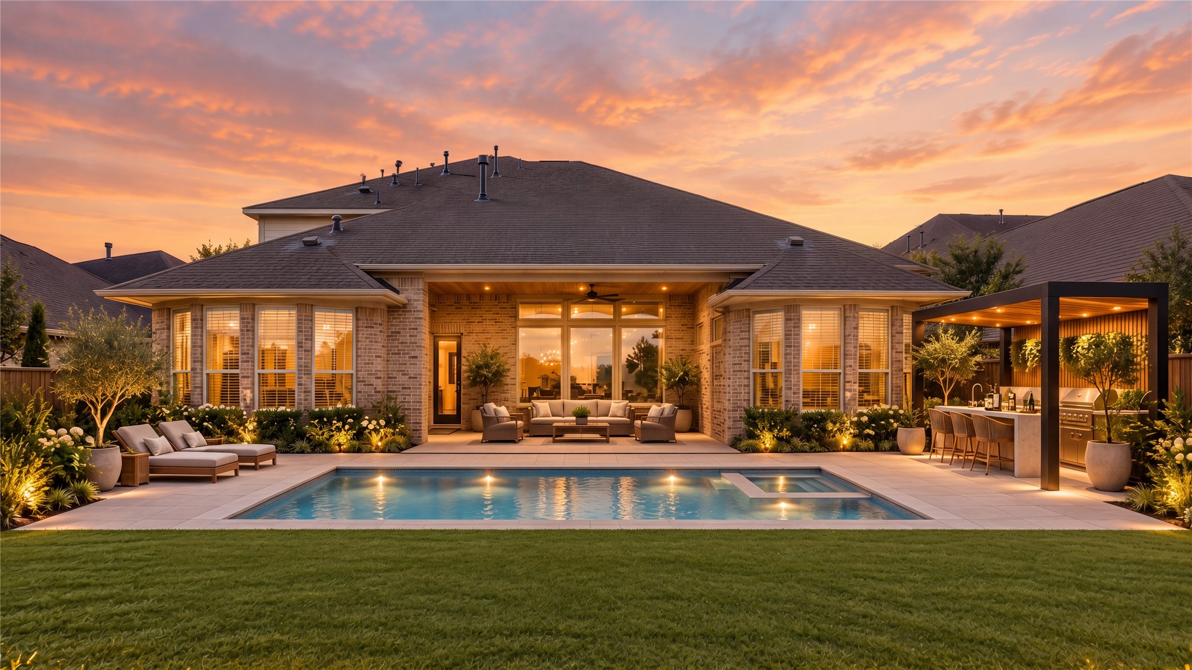 This to-scale pool rendering lets you imagine the fabulous outdoor retreat you could create in the spacious backyard! Picture afternoons by the pool, evenings in the spa and plenty of space to entertain friends. *Dimensions should be verified.