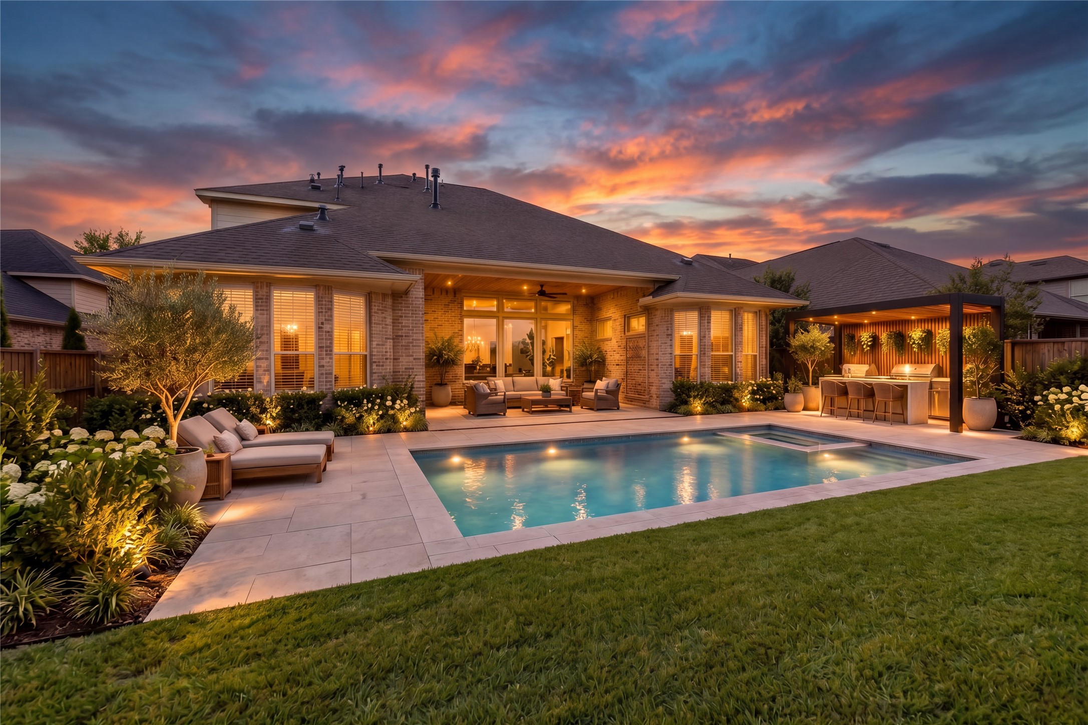 This to-scale pool rendering lets you imagine the fabulous outdoor retreat you could create in the spacious backyard! Picture afternoons by the pool, evenings in the spa and plenty of space to entertain friends. *Dimensions should be verified.