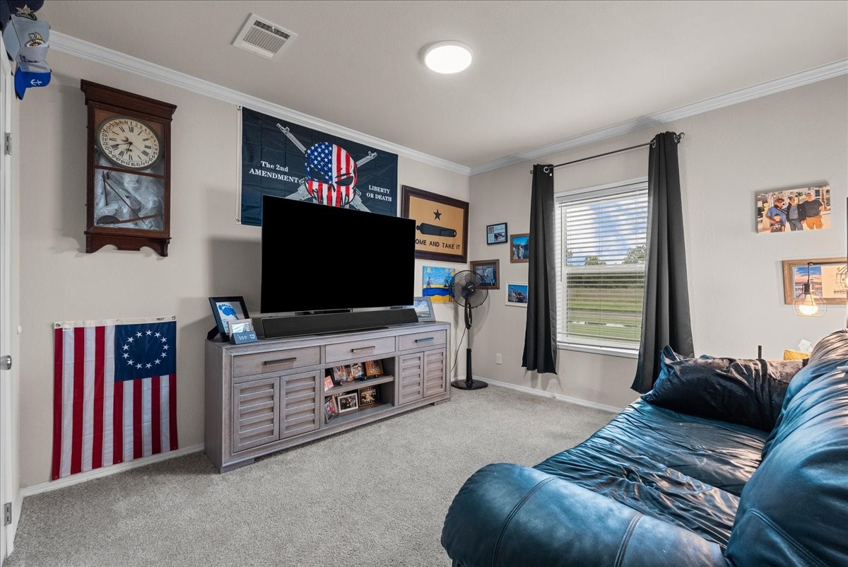 Fourth bedroom currently being used as a second living room, offering versatile flex space