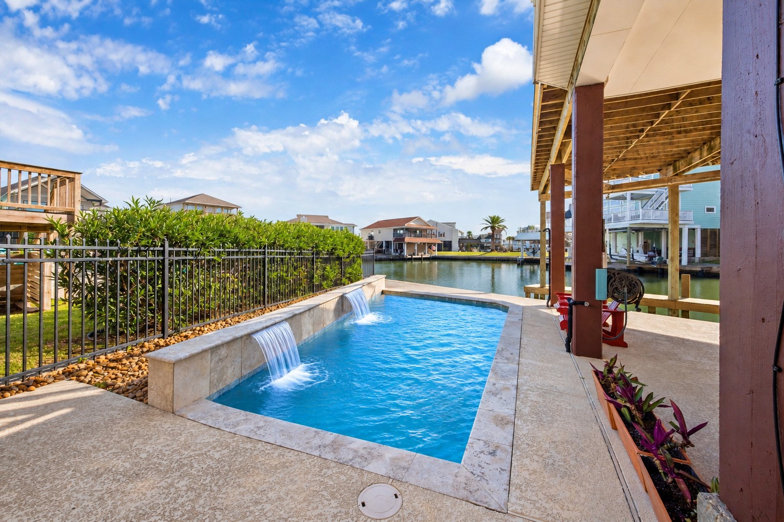 Your private pool with cascading waterfalls brings a resort-like touch. Perfect for cooling off, having fun and making memories with family and friends.