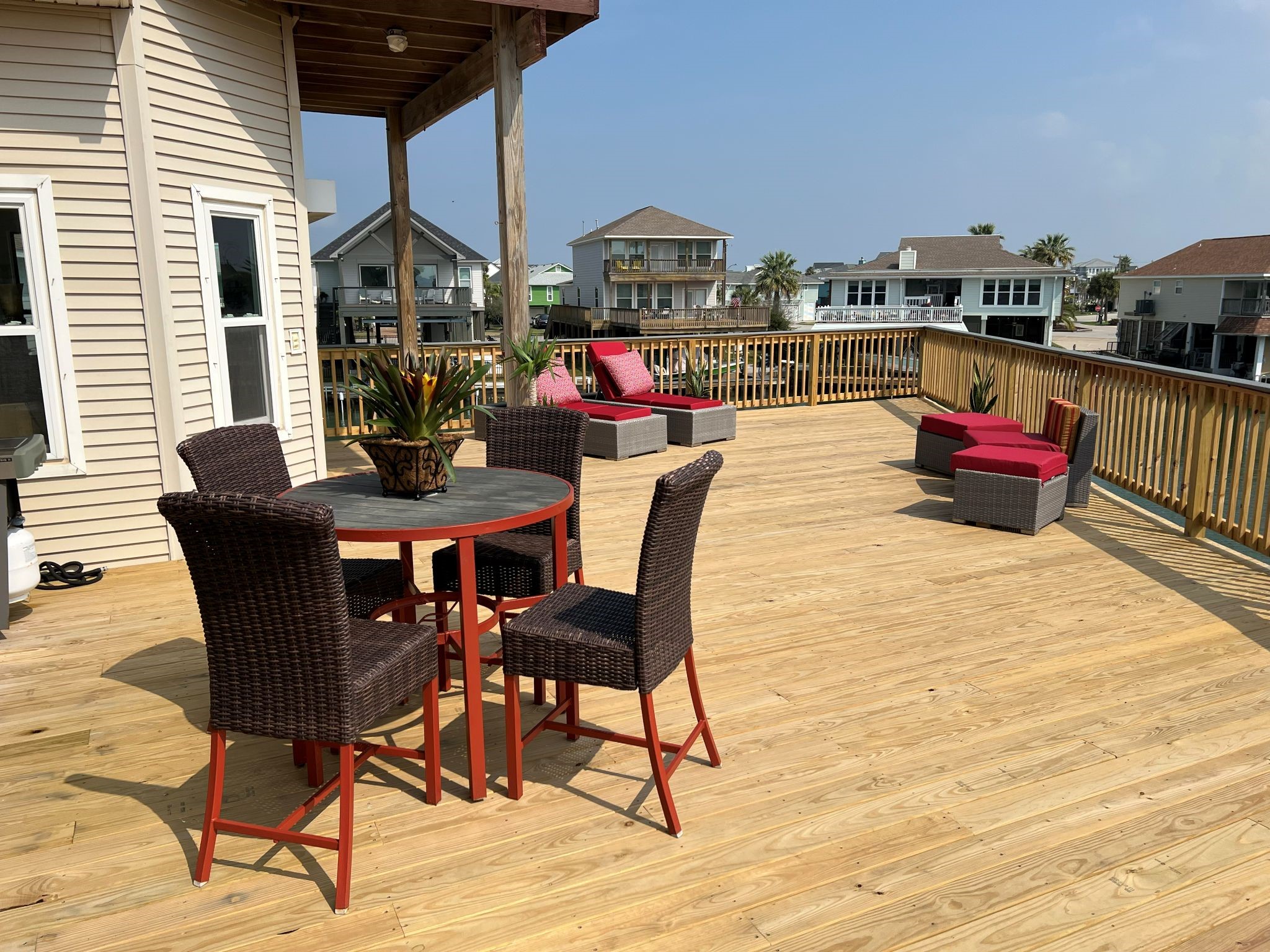 Room for a crowd or everyday sitting areas, the deck expands the living space and makes the home live even larger.