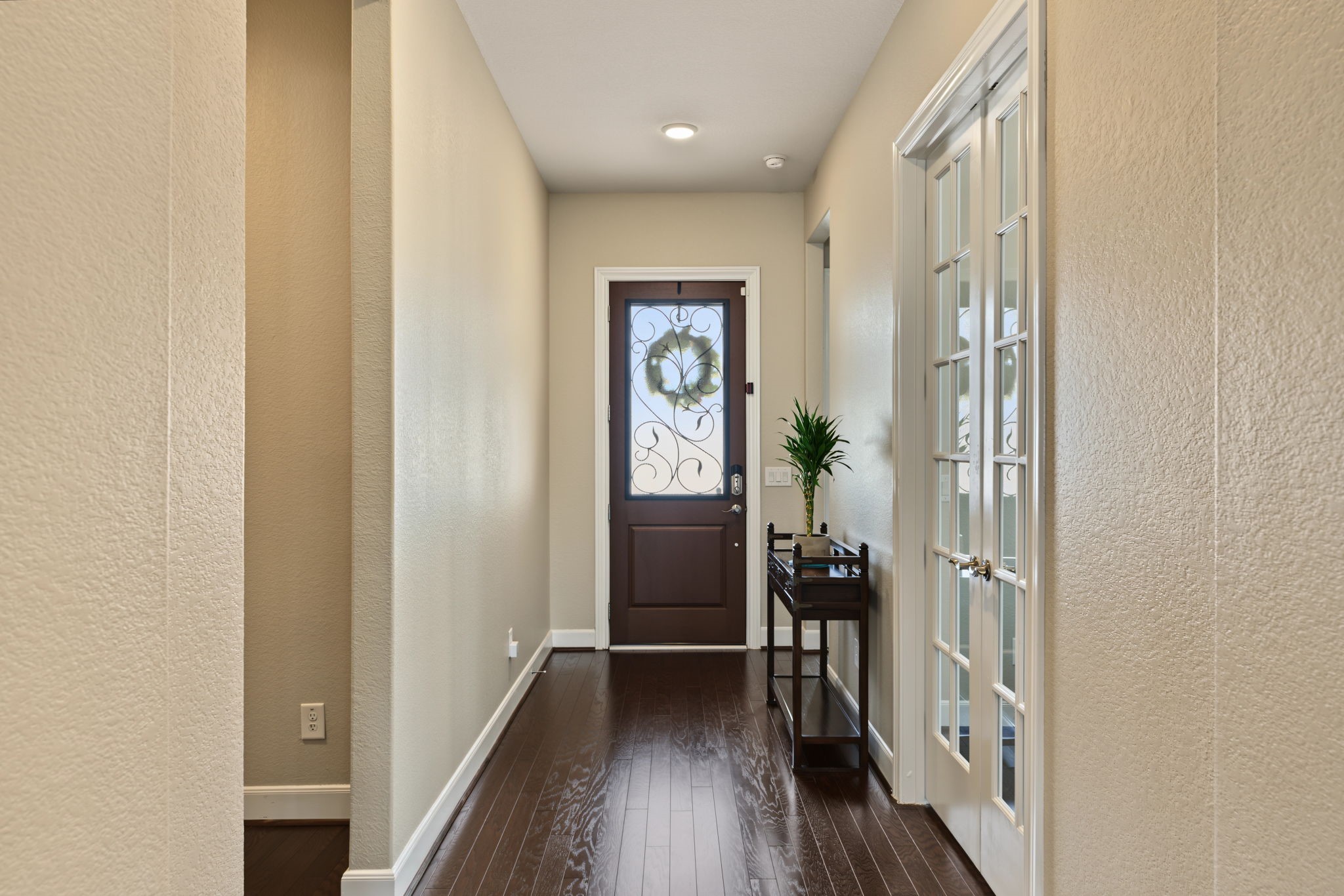 French doors on the right lead to a private home office/study. French doors on the right lead to a private home office/study.