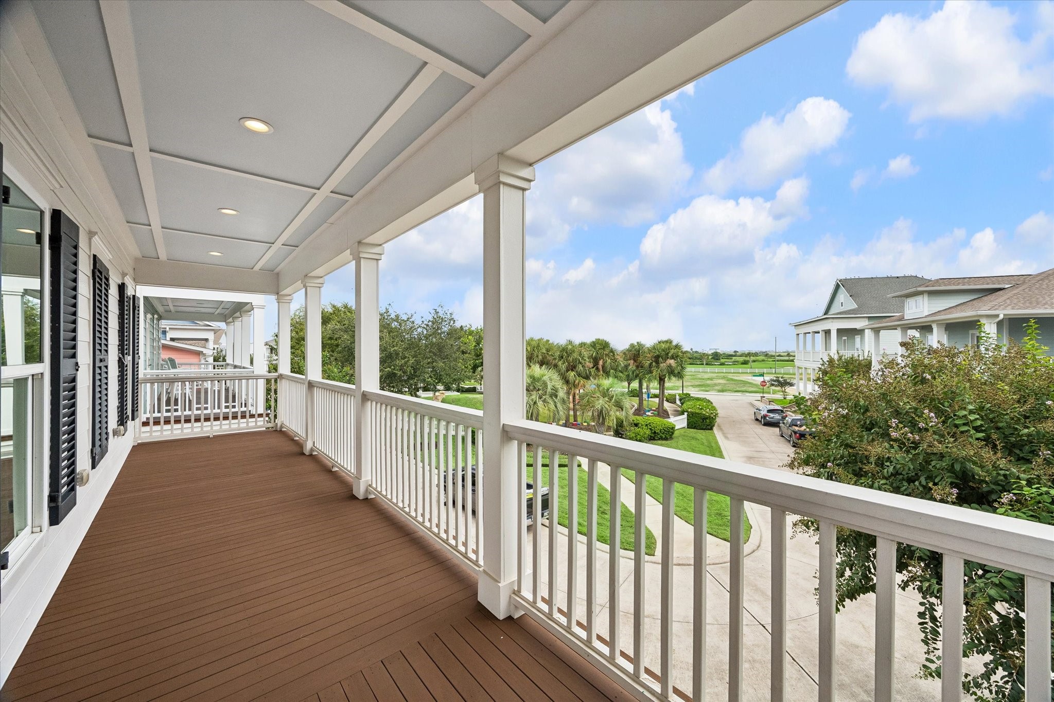Second floor balcony overlooking the park and Galveston golf course