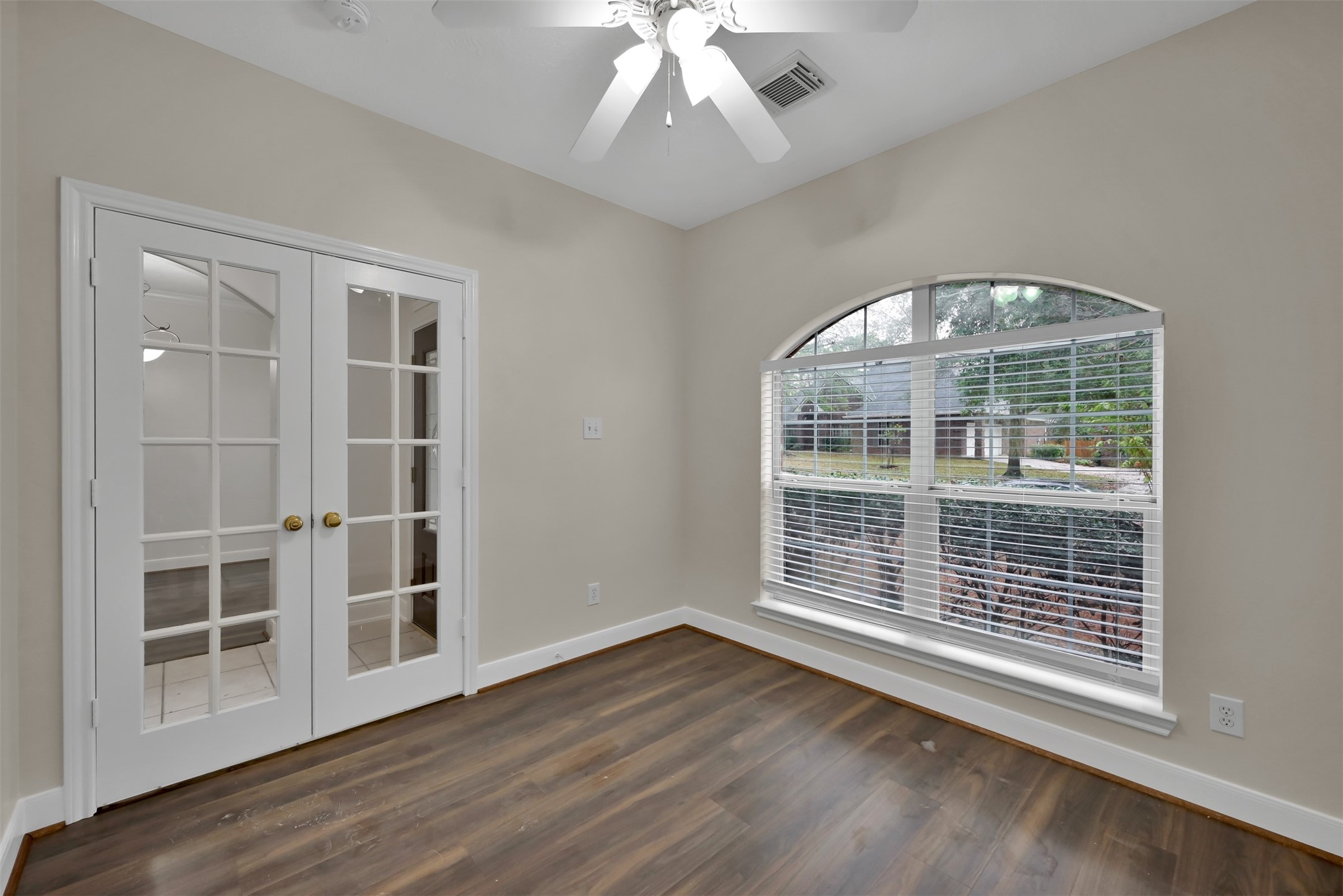 Office with French doors.