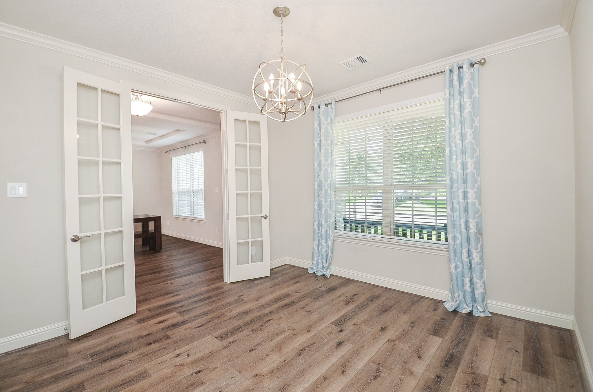 French doors provide privacy for the home office!