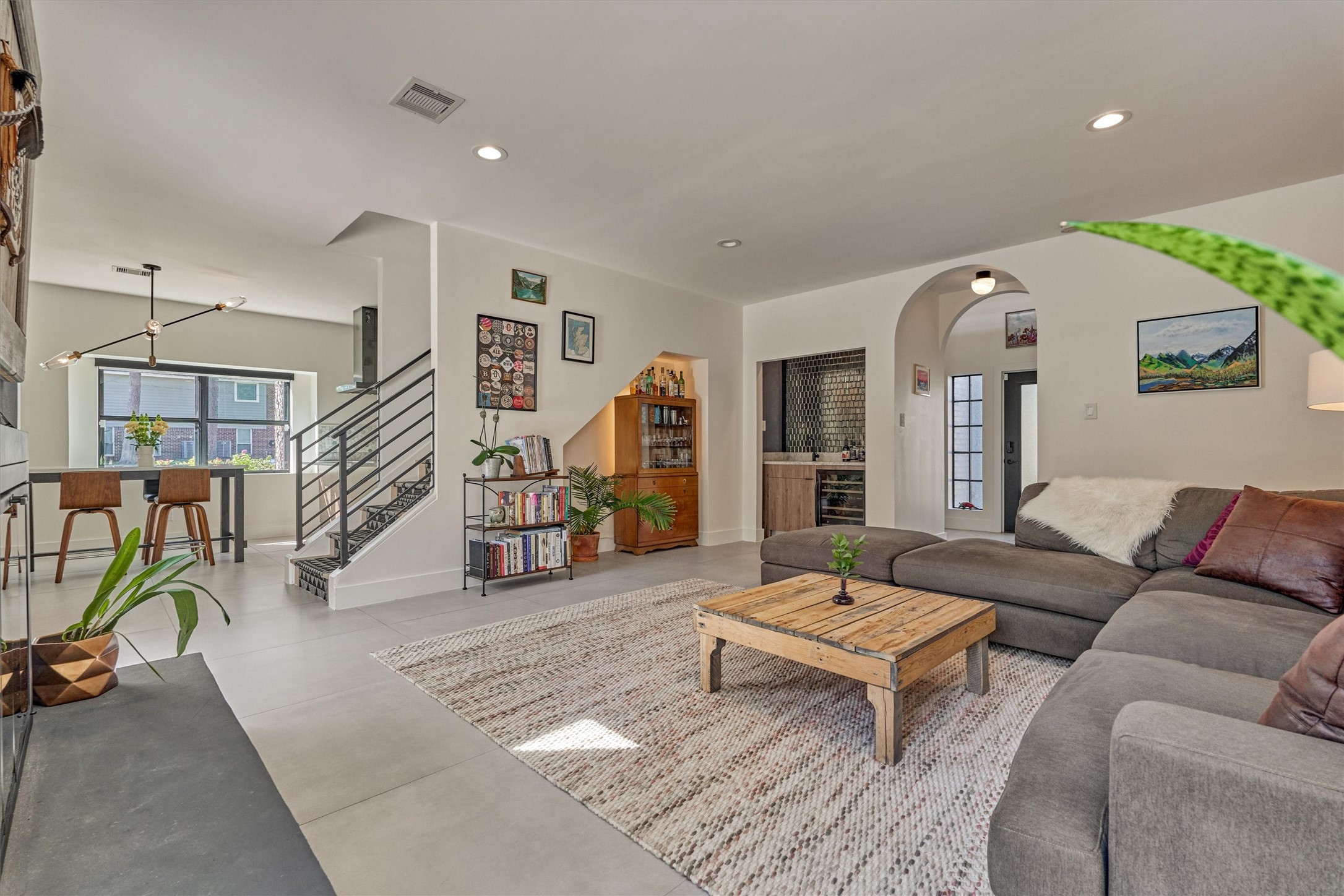 Open floor plan showcases modern elements giving a fresh look to a classic design.