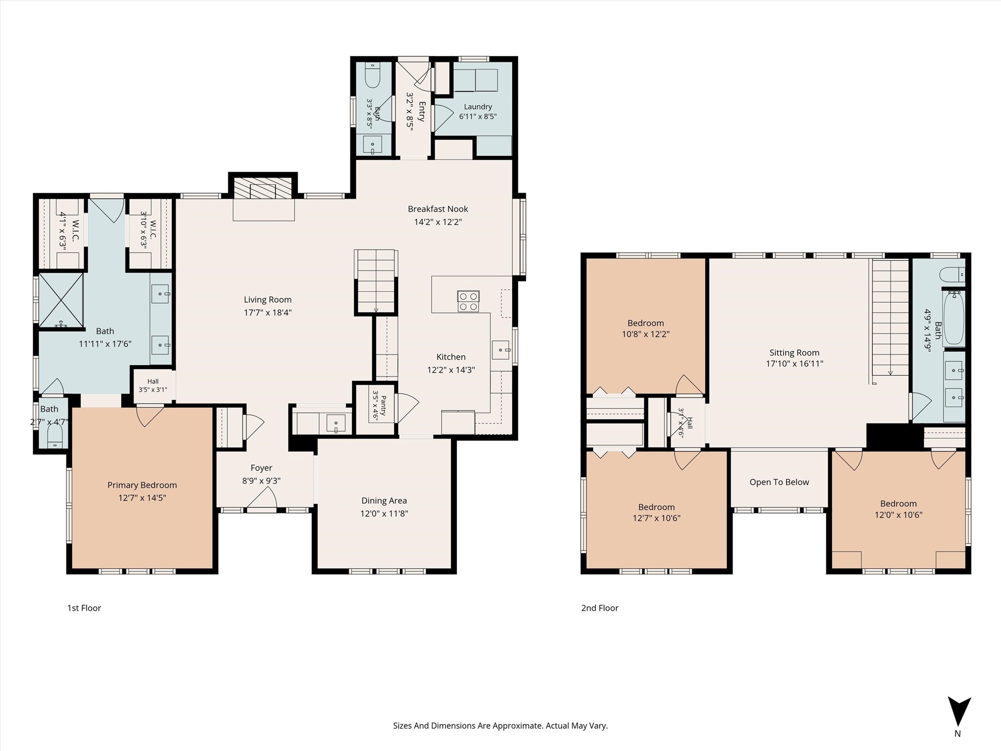 Floor plan - note room sizes are approximate
