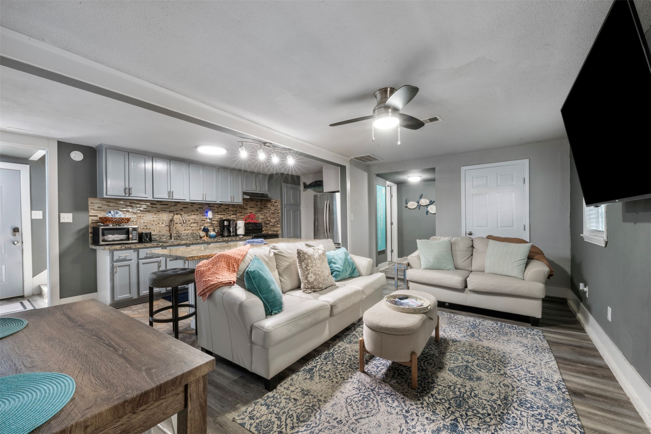 The open floor plan adds to the desirability of this uniquely designed and excellently-located property.