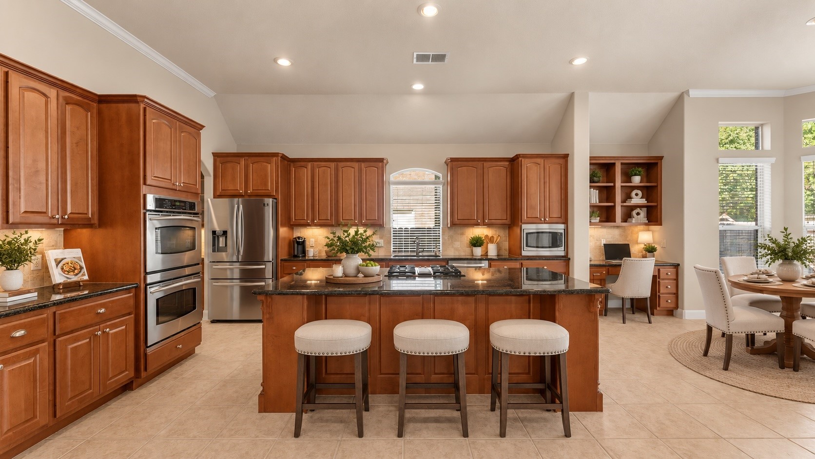Virtually staged kitchen.