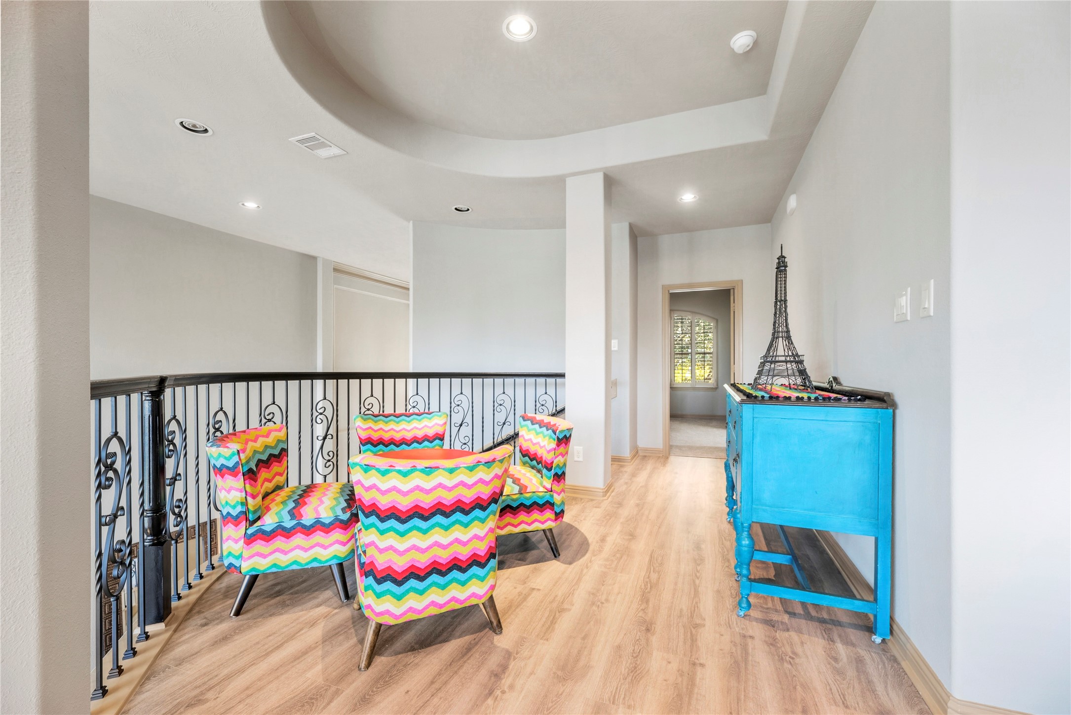 Upstairs space for additional living area.