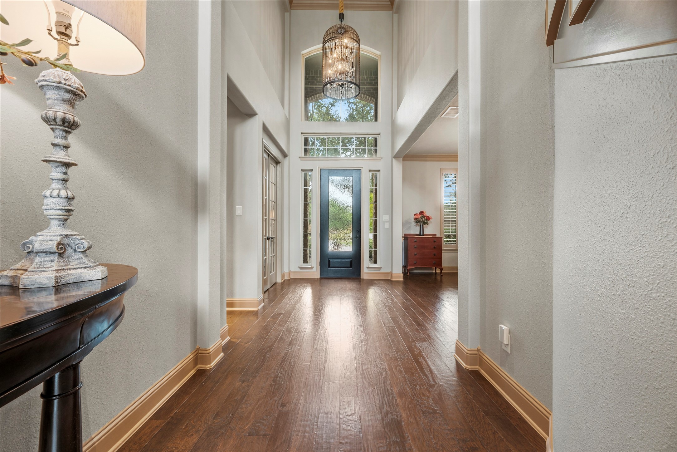 Grand entryway with soaring ceilings.